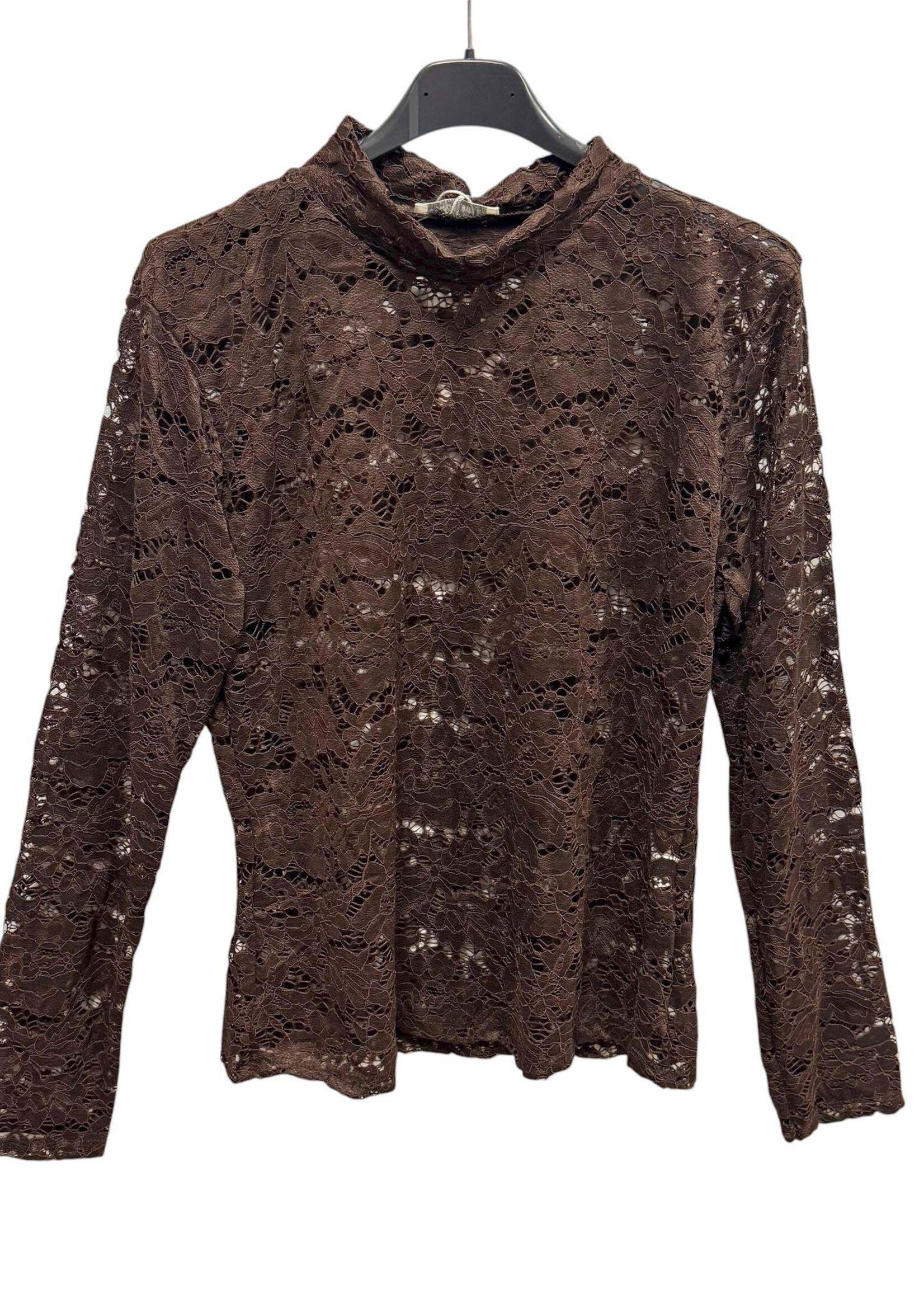 Kanten top Marie chocolade bruin