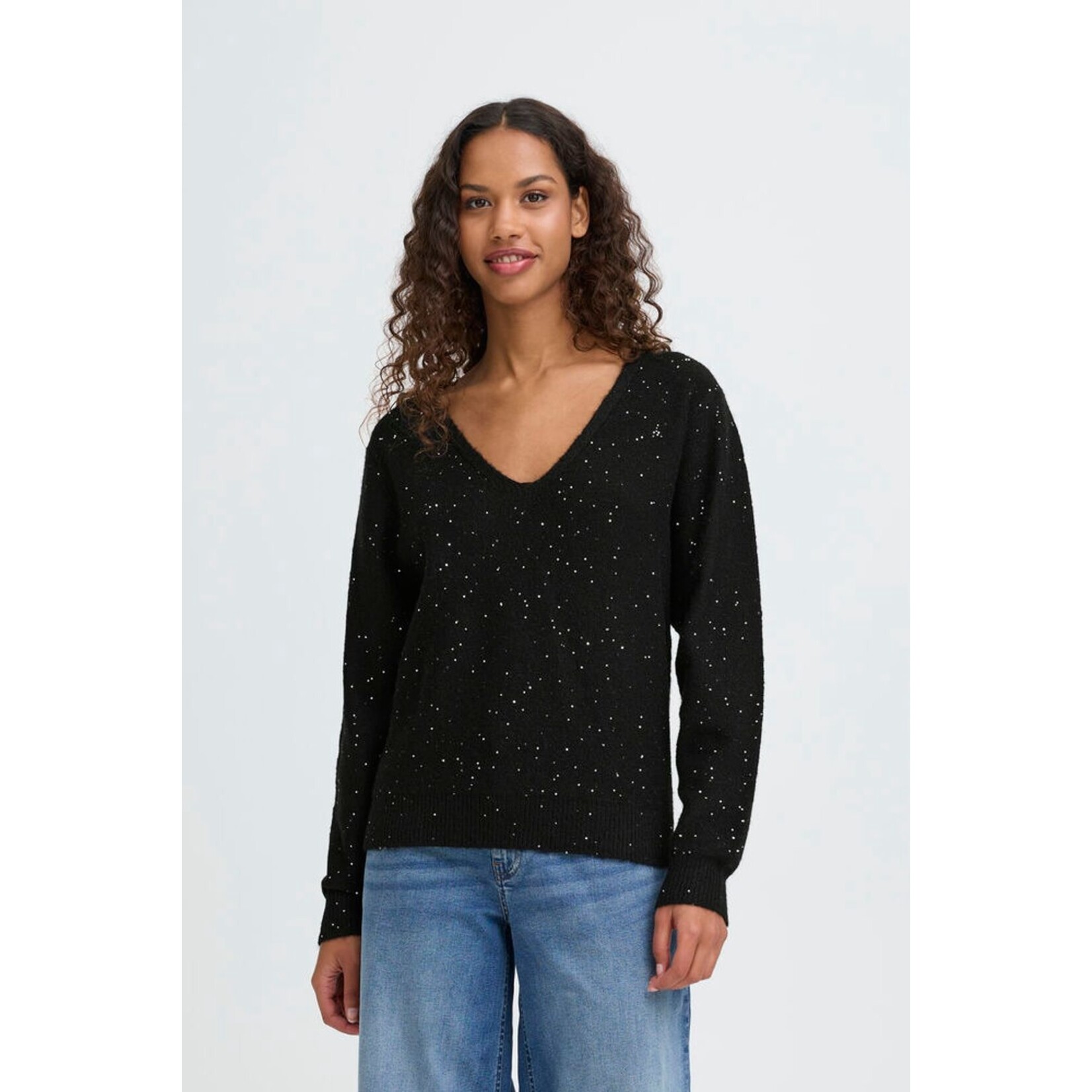 ICHI Ihdamian glitter trui zwart