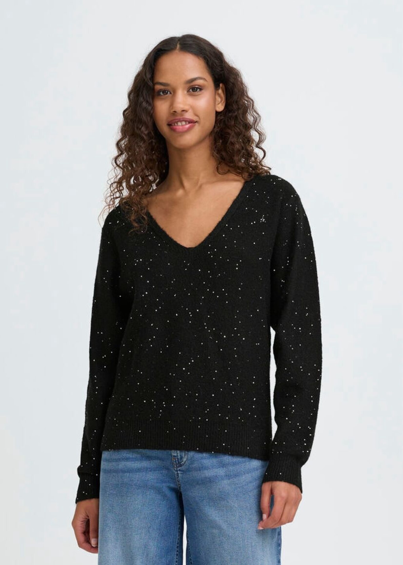 ICHI Ihdamian glitter trui zwart