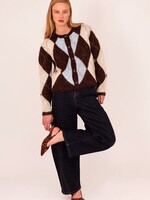 Vest ruit Chrissy bruin