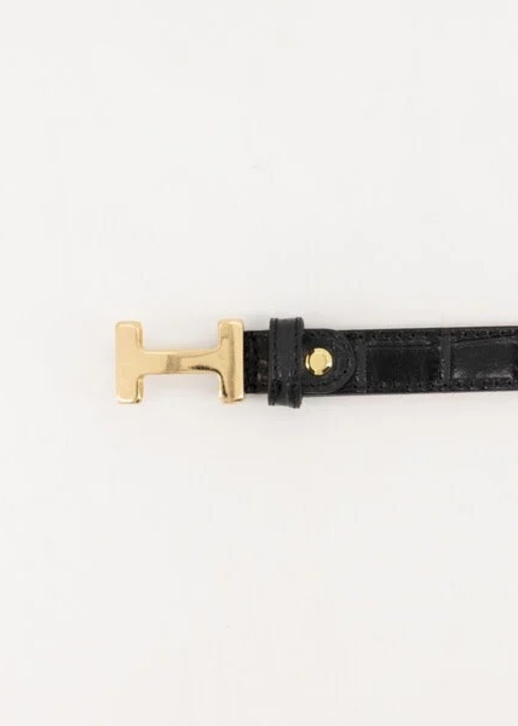 Leren Croco riem Marie zwart