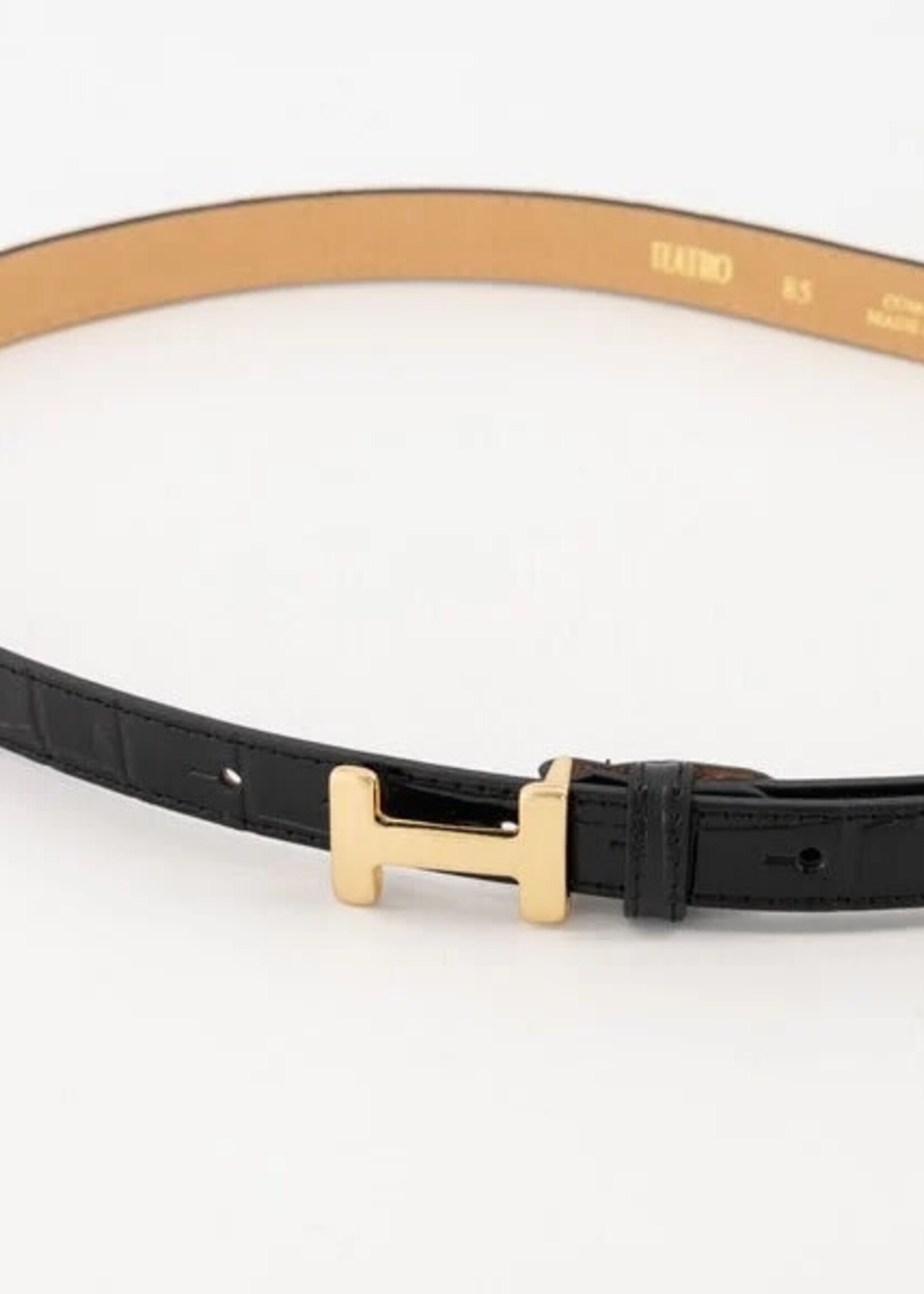 Leren Croco riem Marie zwart