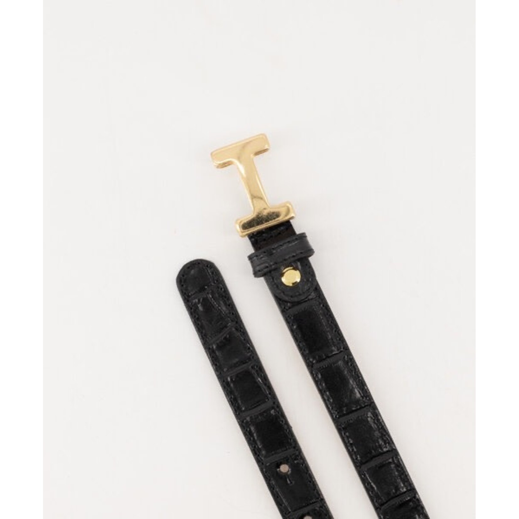 Leren Croco riem Marie zwart