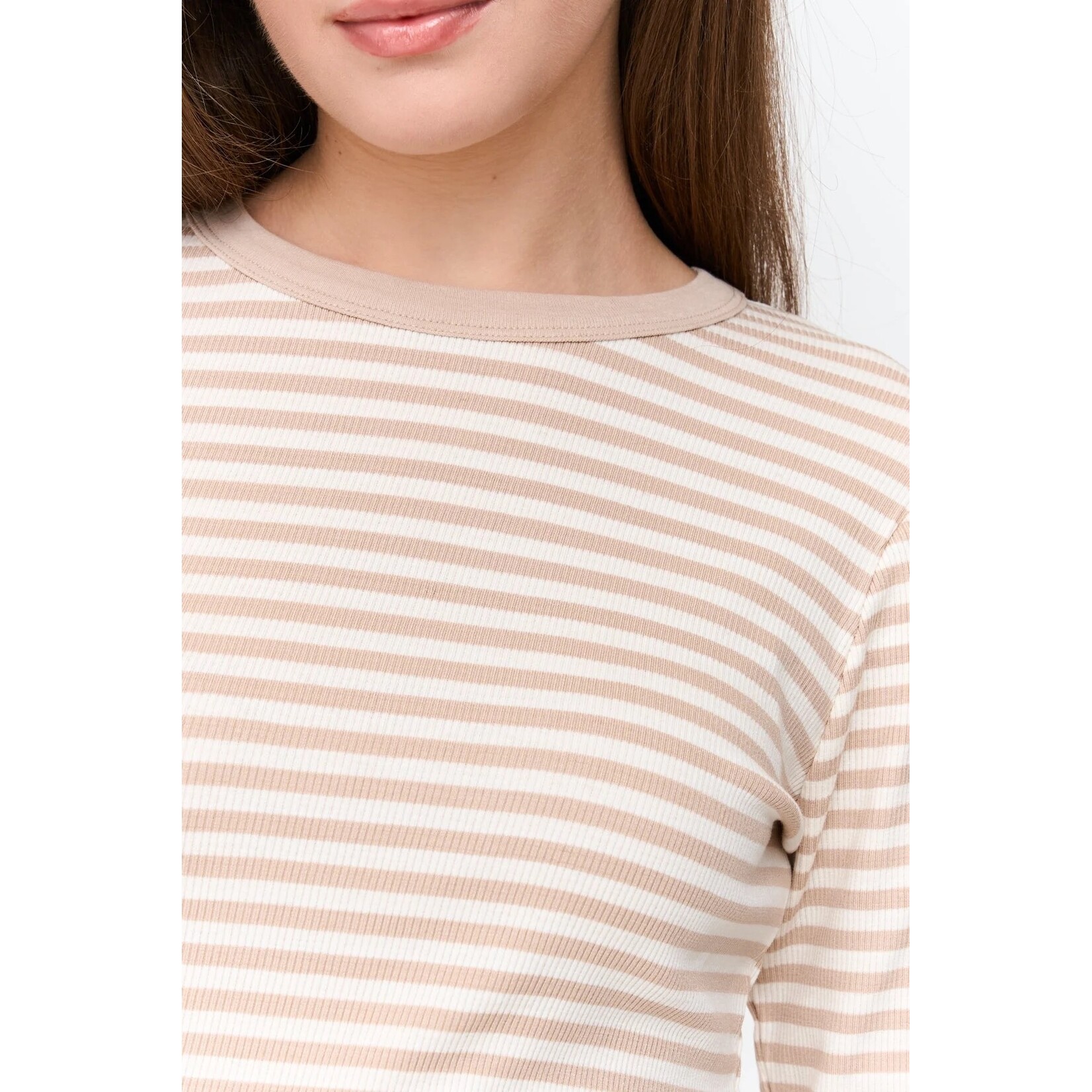 24Colours 24Colours Anna streep LS shirt beige