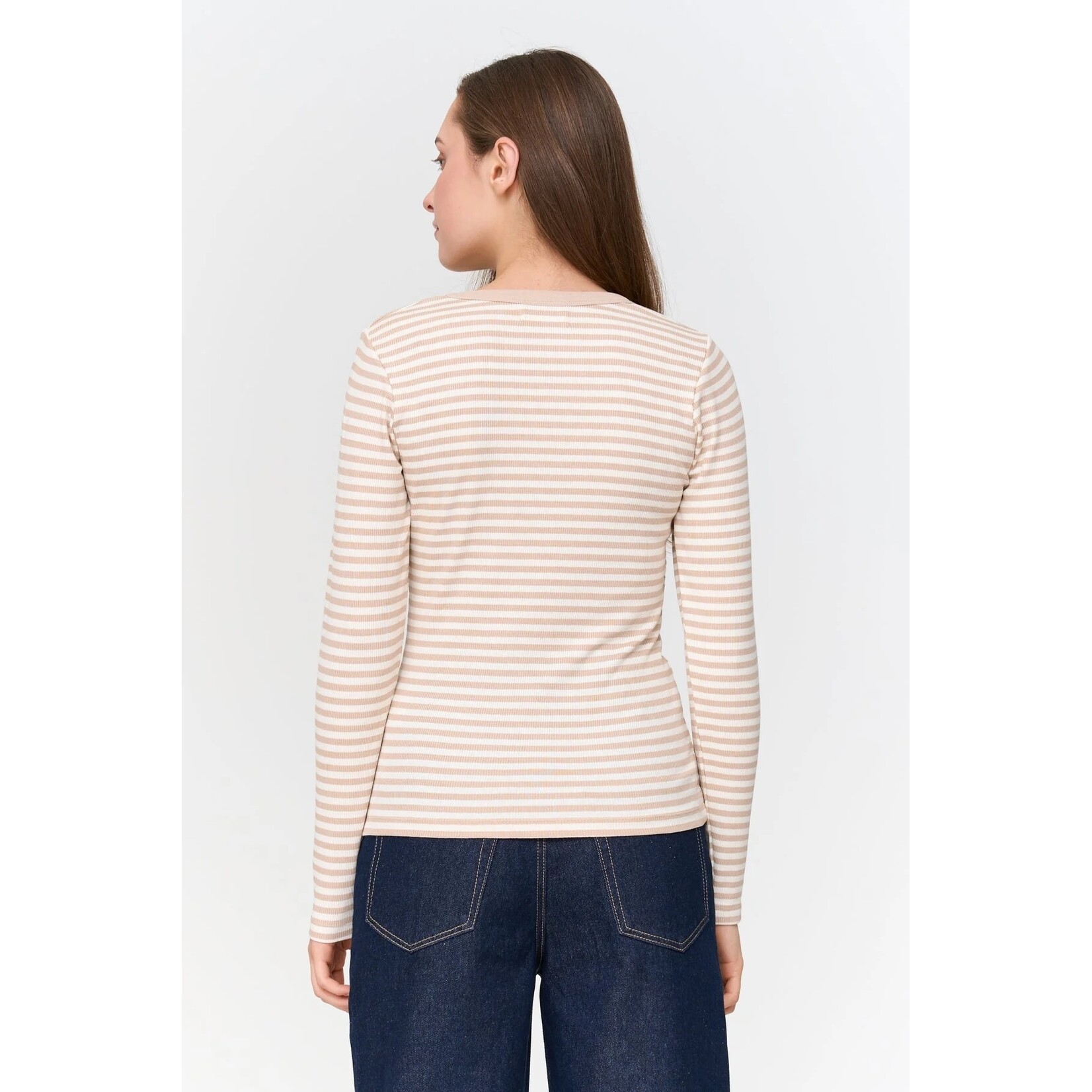 24Colours 24Colours Anna streep LS shirt beige