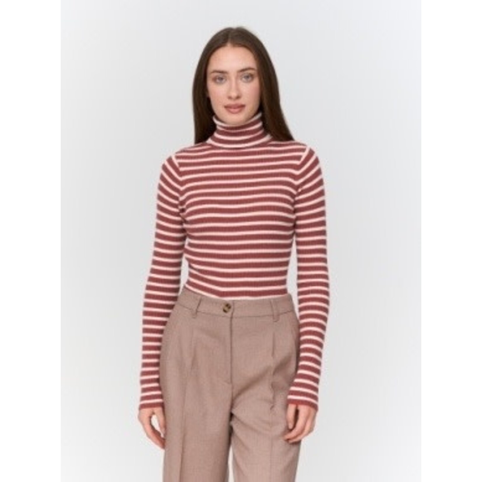 24Colours 24Colours kolletje streep roest bruin