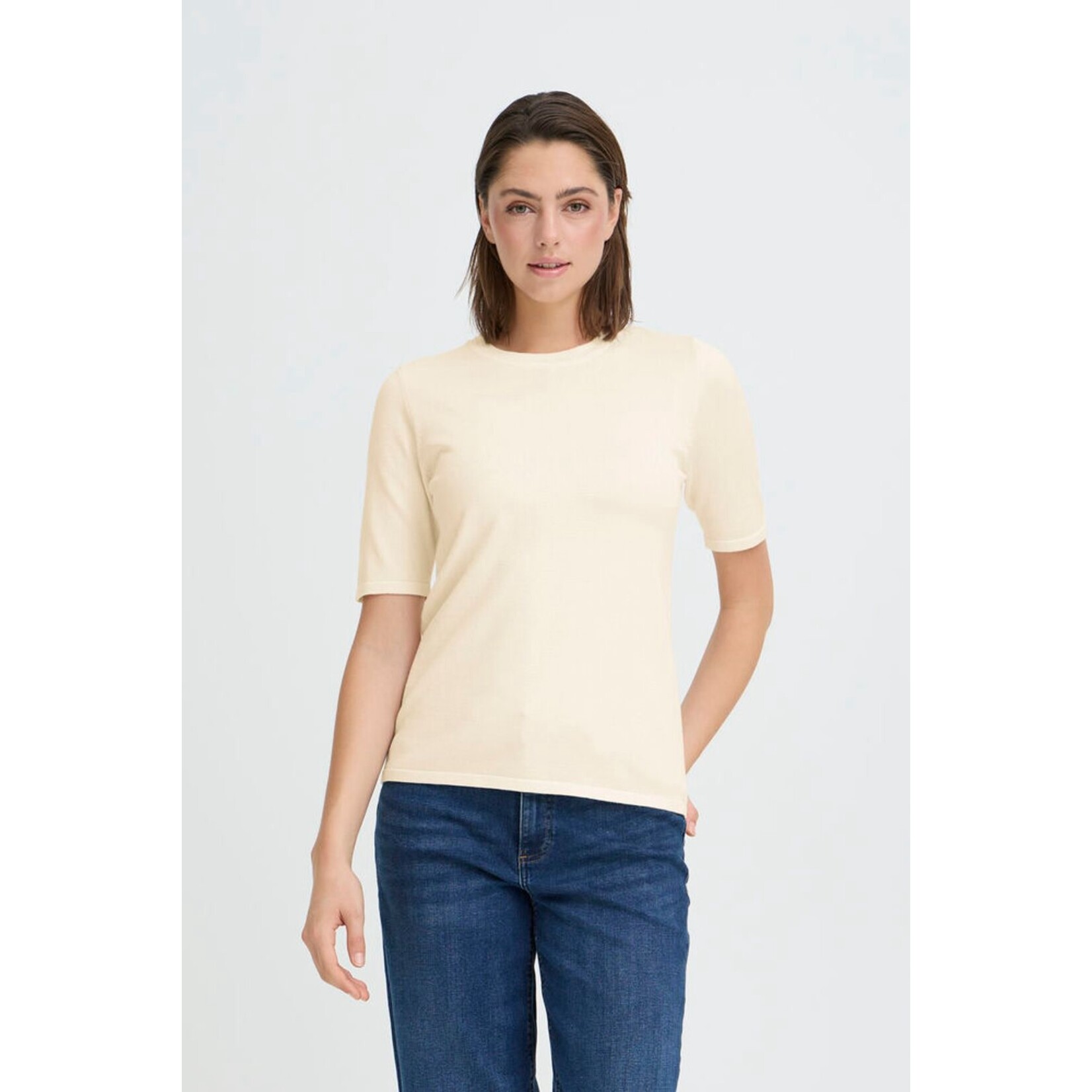 ICHI Ihluls shirt korte mouw beige