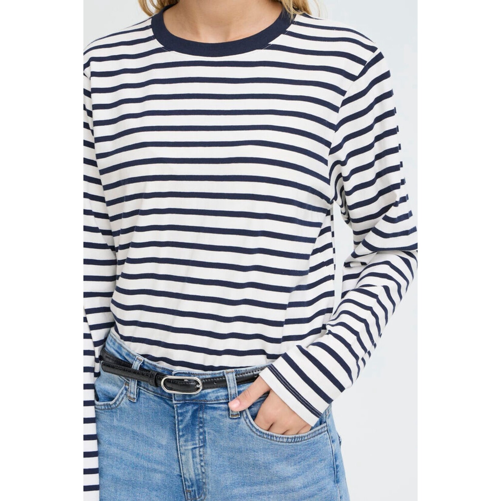 ICHI Ihmira loose long sleeve streep navy