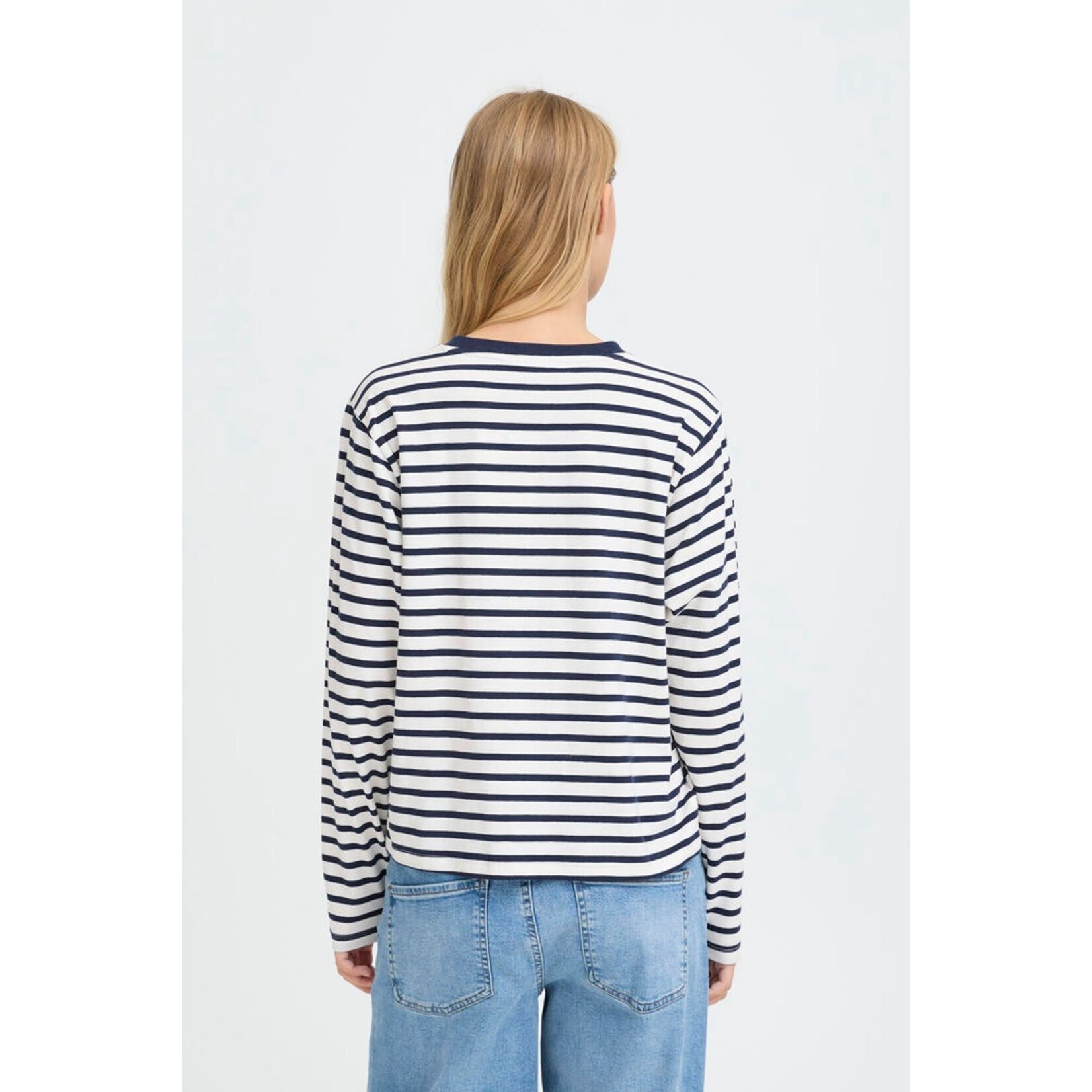 ICHI Ihmira loose long sleeve streep navy