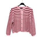 Gebreid vest Nicole streep bordeaux/roze