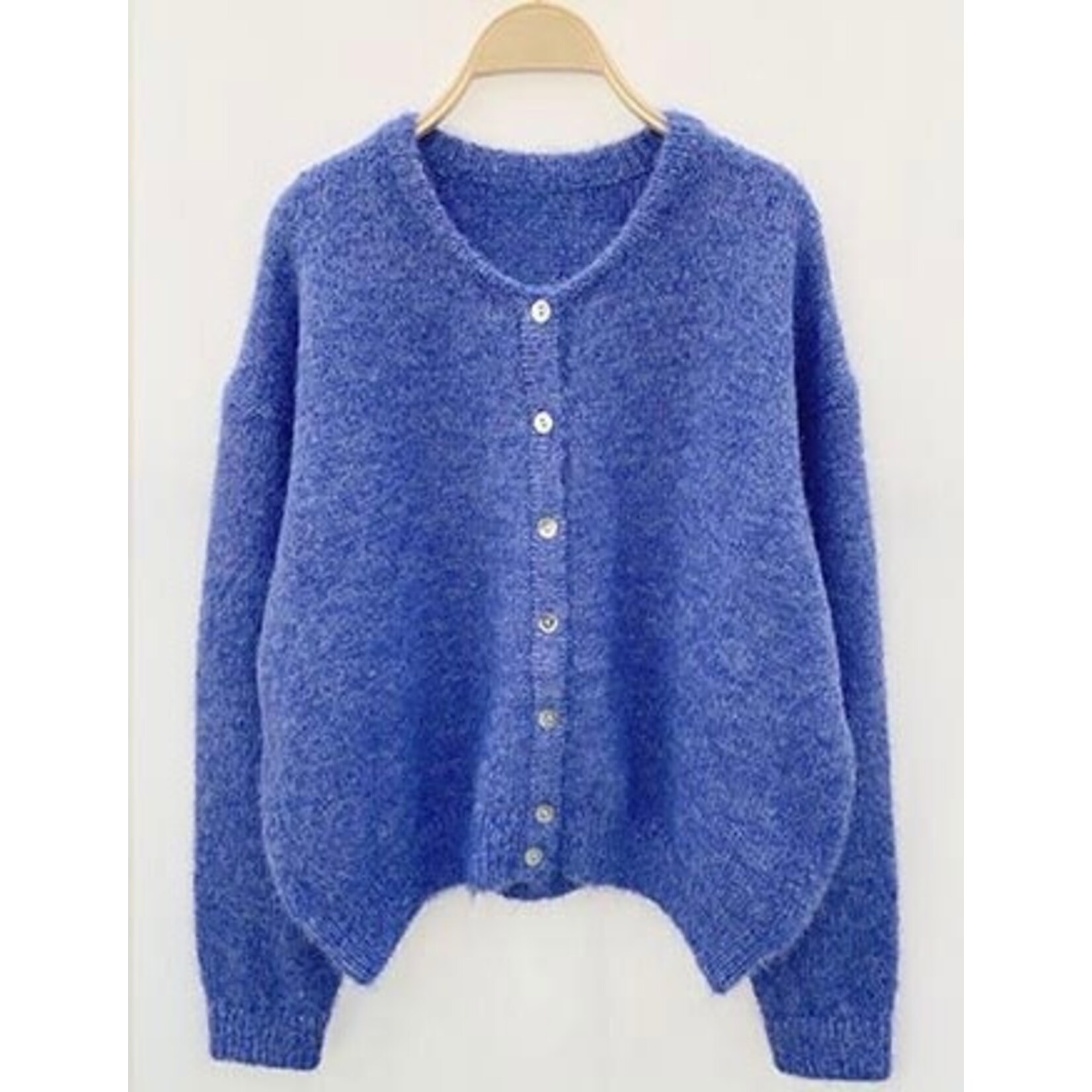 Gebreid vest Monica jeans blauw