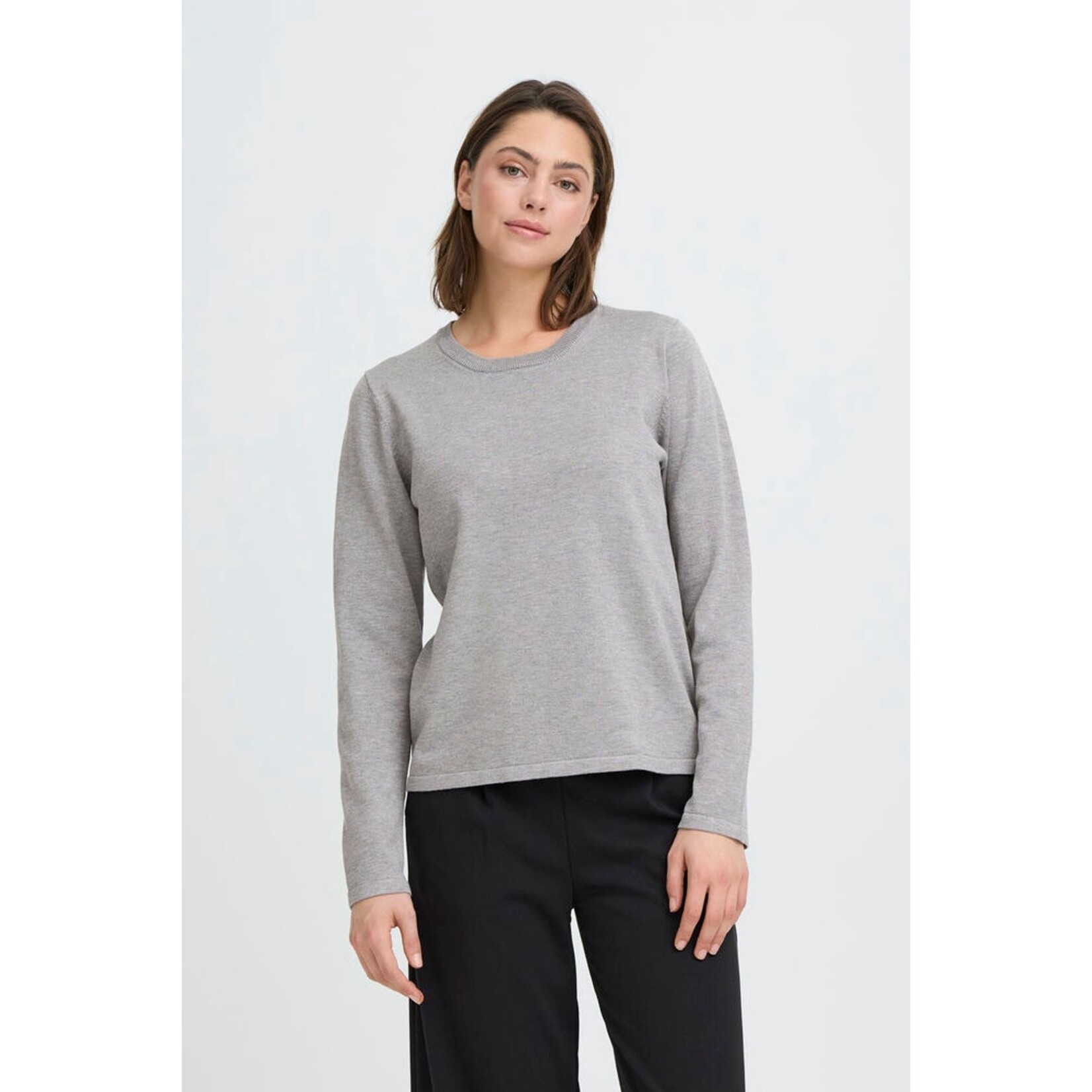 ICHI Ihluls LS top gebreid grijs