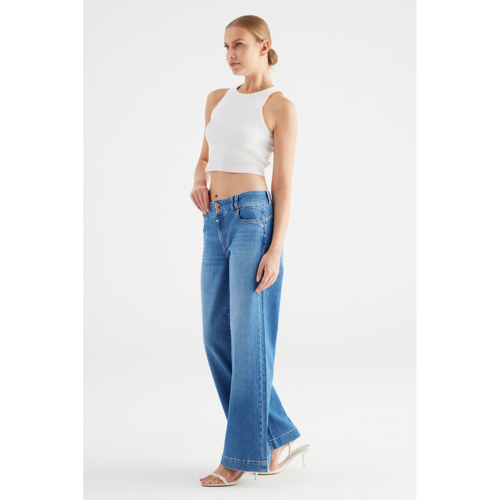 C.O.J. COJ jeans Carlotta wijd blauw