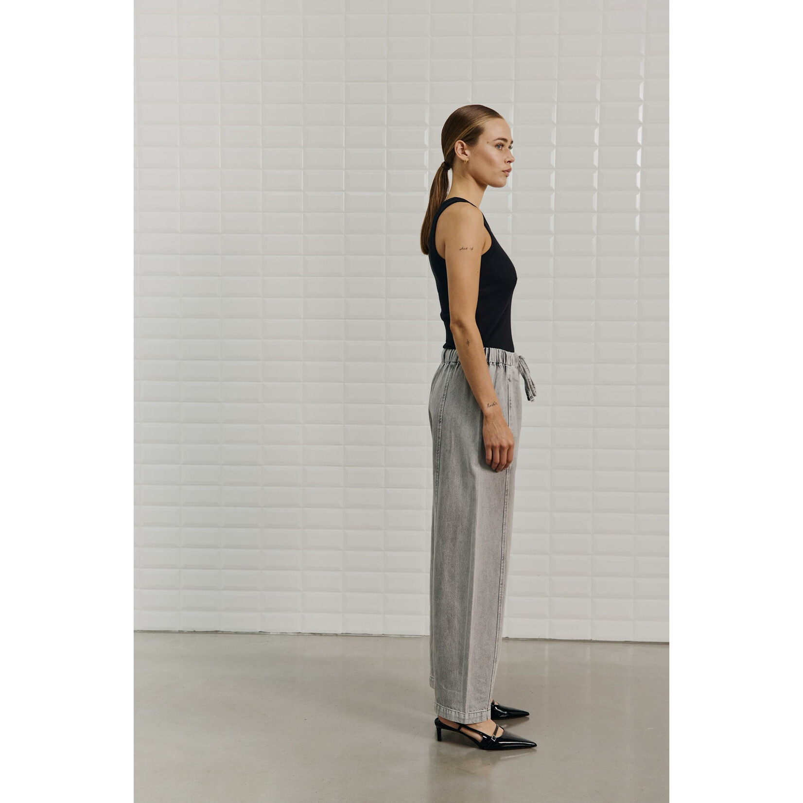 With Black Withblack Penelope denim broek grijs