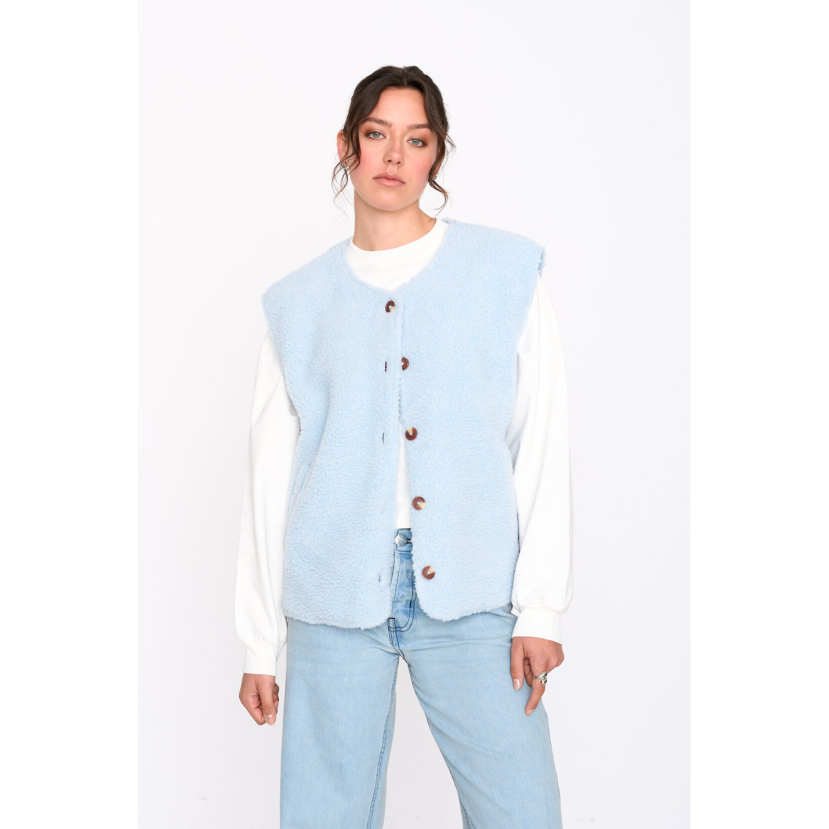 24Colours 24Colours teddy gilet baby blue