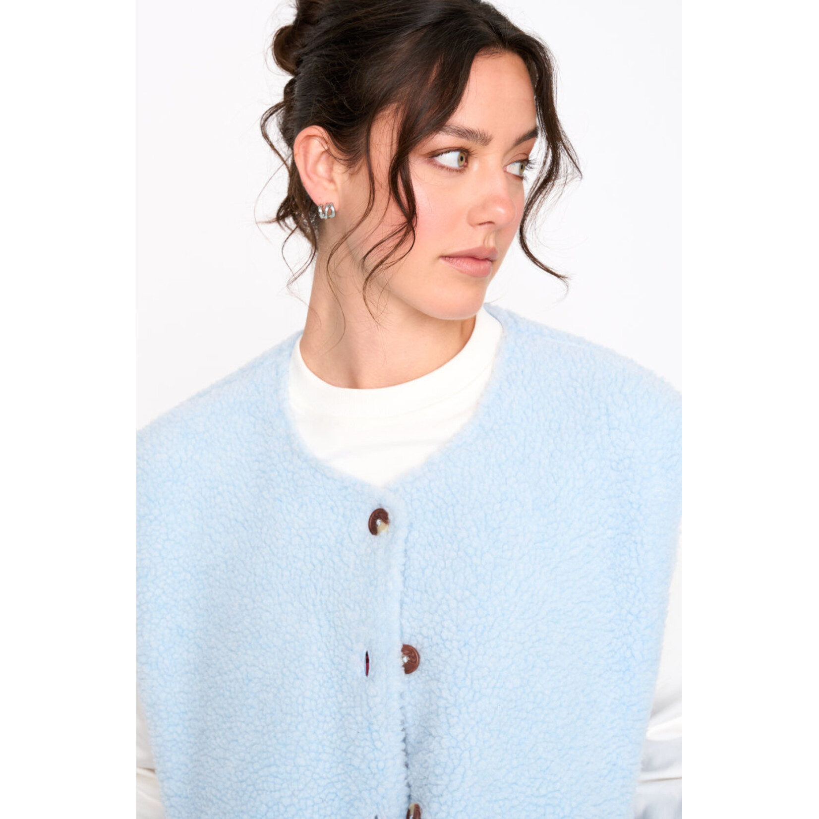 24Colours 24Colours teddy gilet baby blue