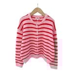 Gebreid vest Cherrie streep rood / roze