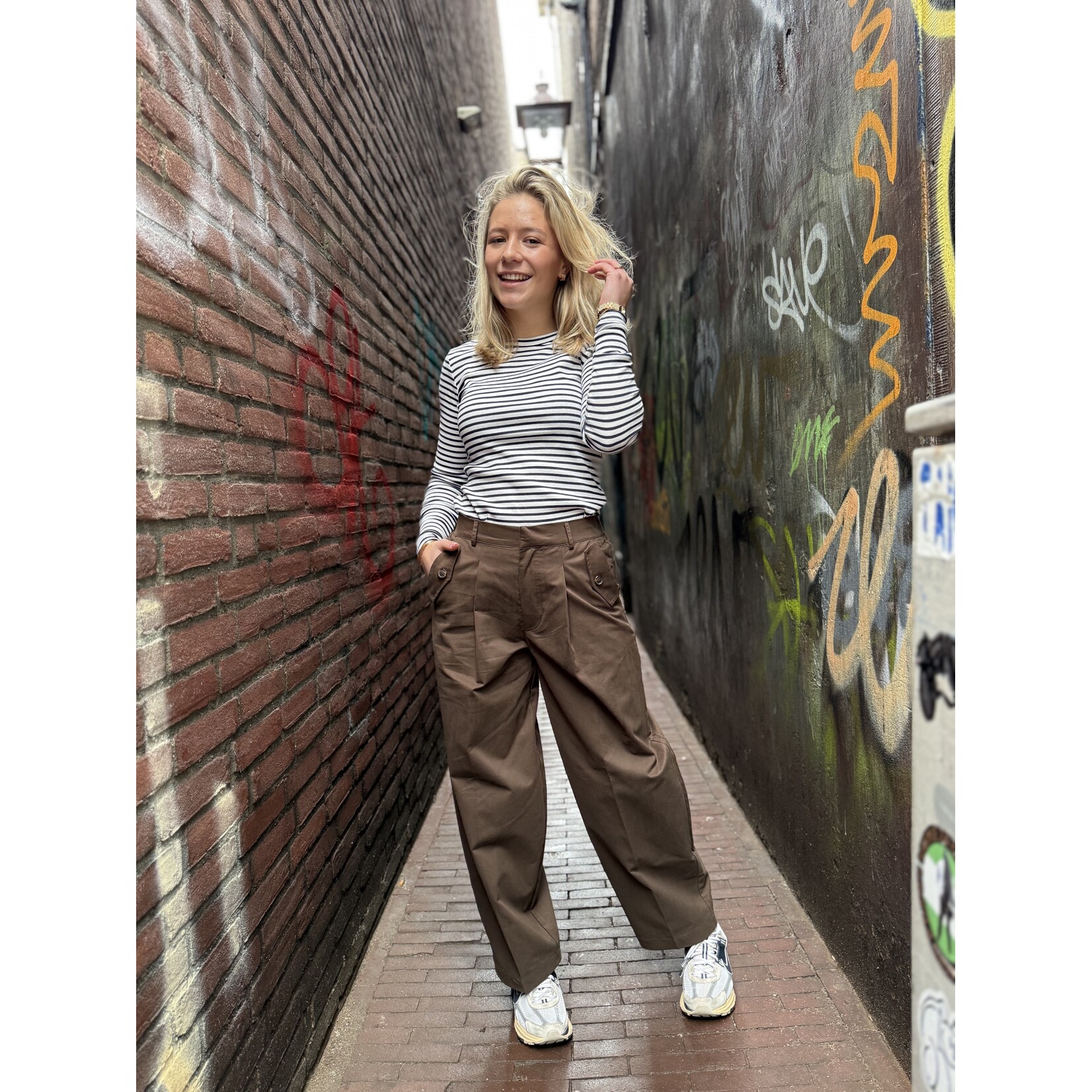 Sisters Point barrel pantalon Edith bruin