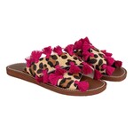 Bulu leren sandalen leopard pink