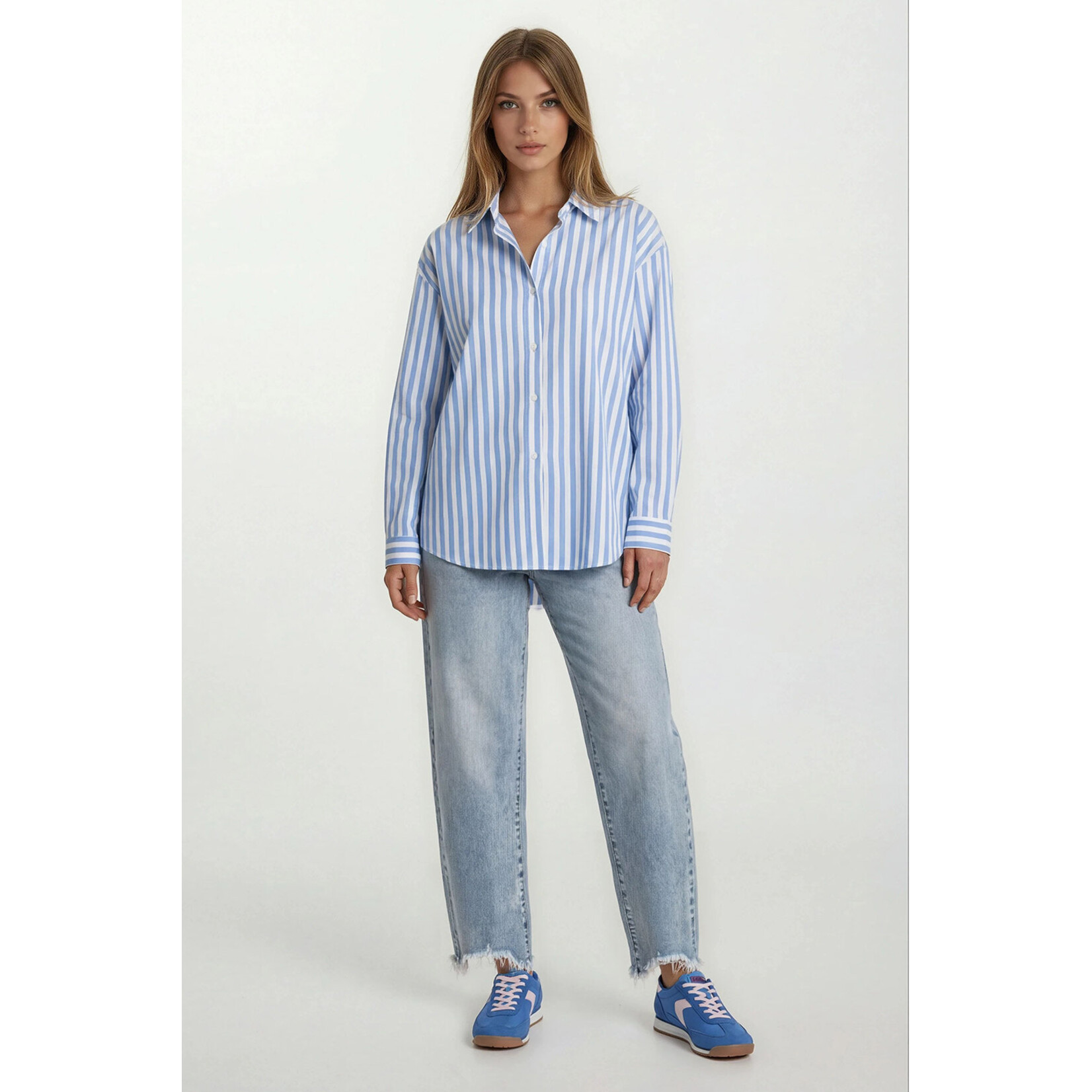 Streep blouse Dolce Vita blauw