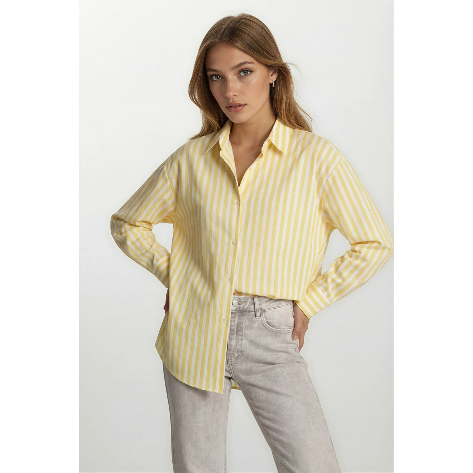 Streep blouse Dolce Vita geel