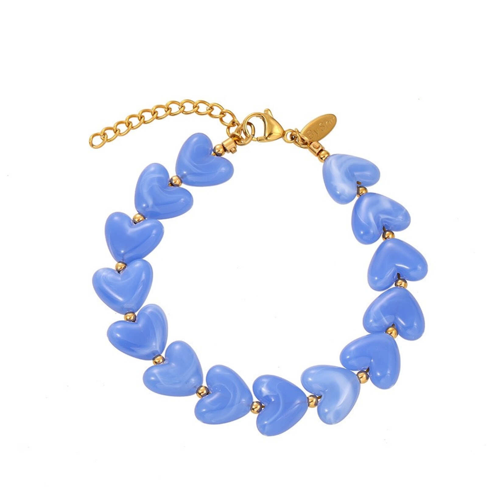 ByShir BY SHIR ARMBAND LUXE HART BLAUW