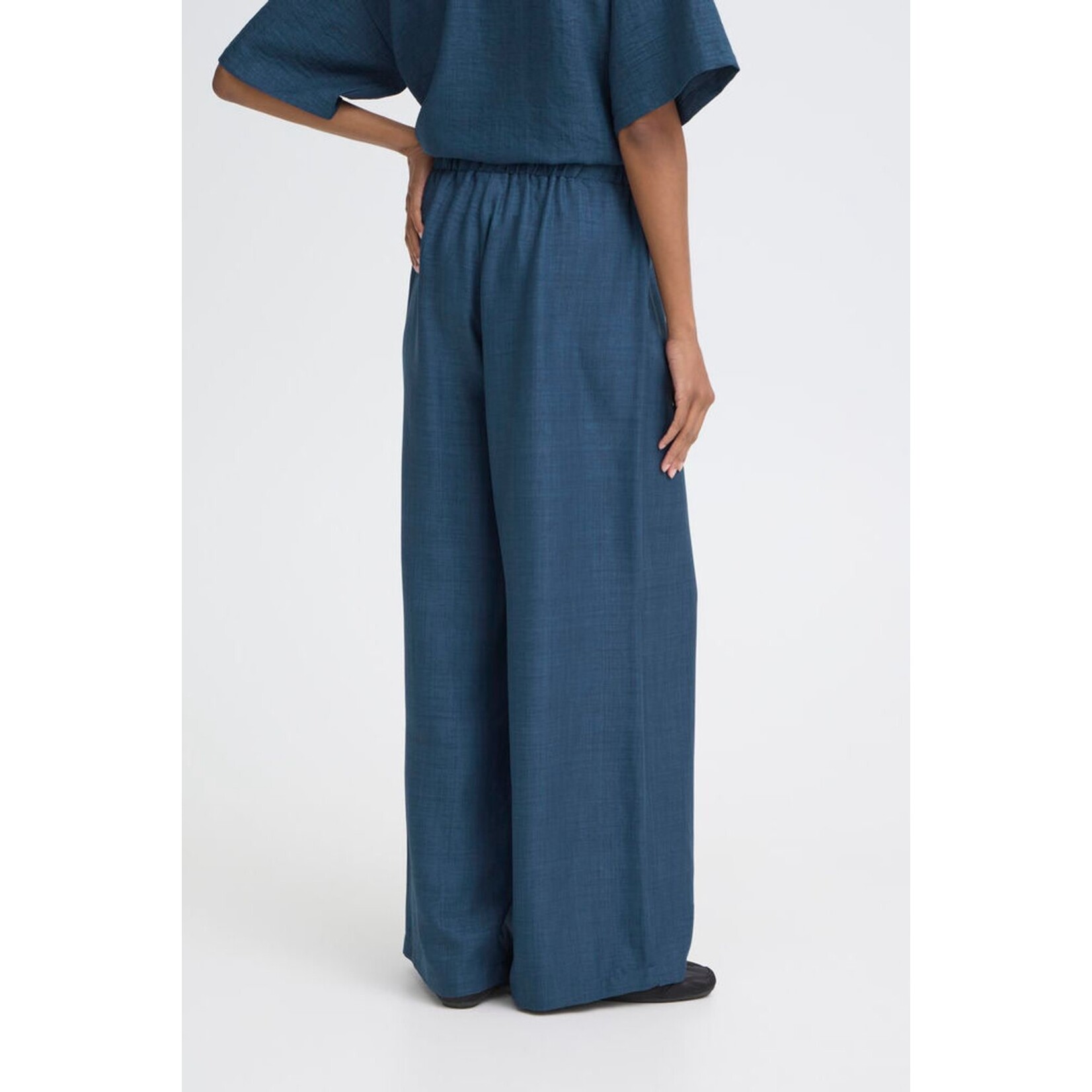 ICHI Ihkatico wijde broek blauw