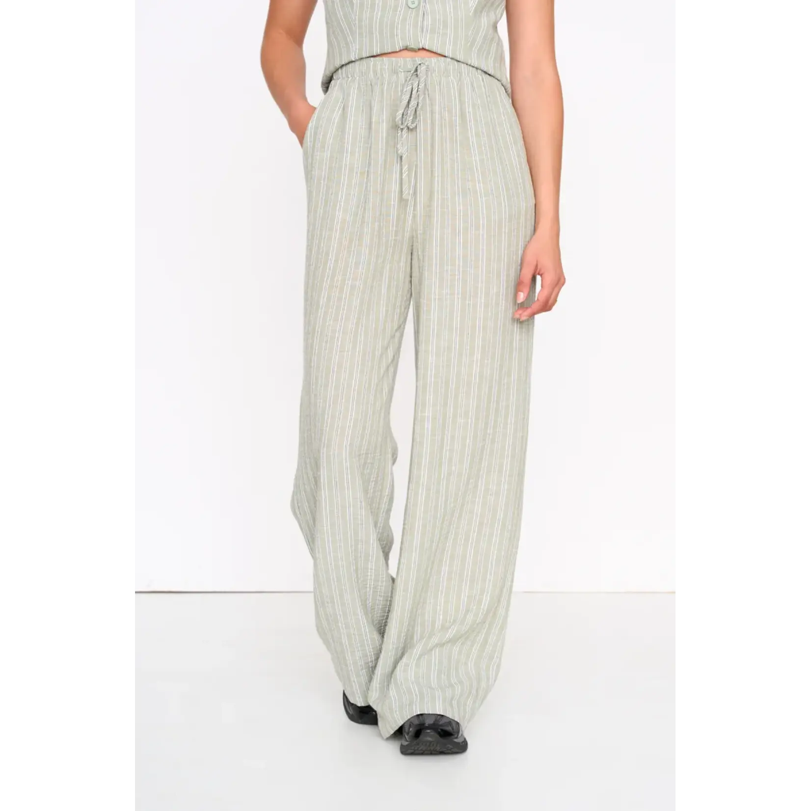 24Colours 24Colours  broek Jannie streep groen