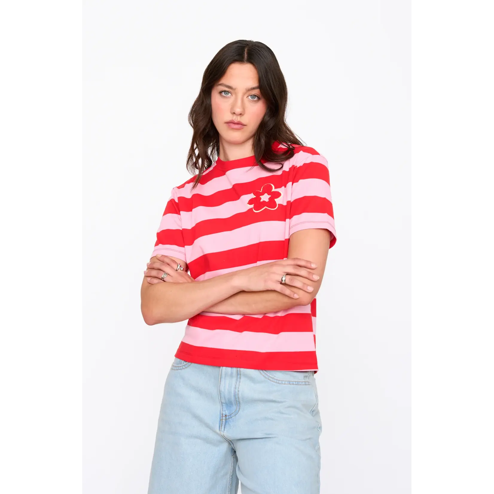 24Colours 24Colours streep t-shirt Juul roze