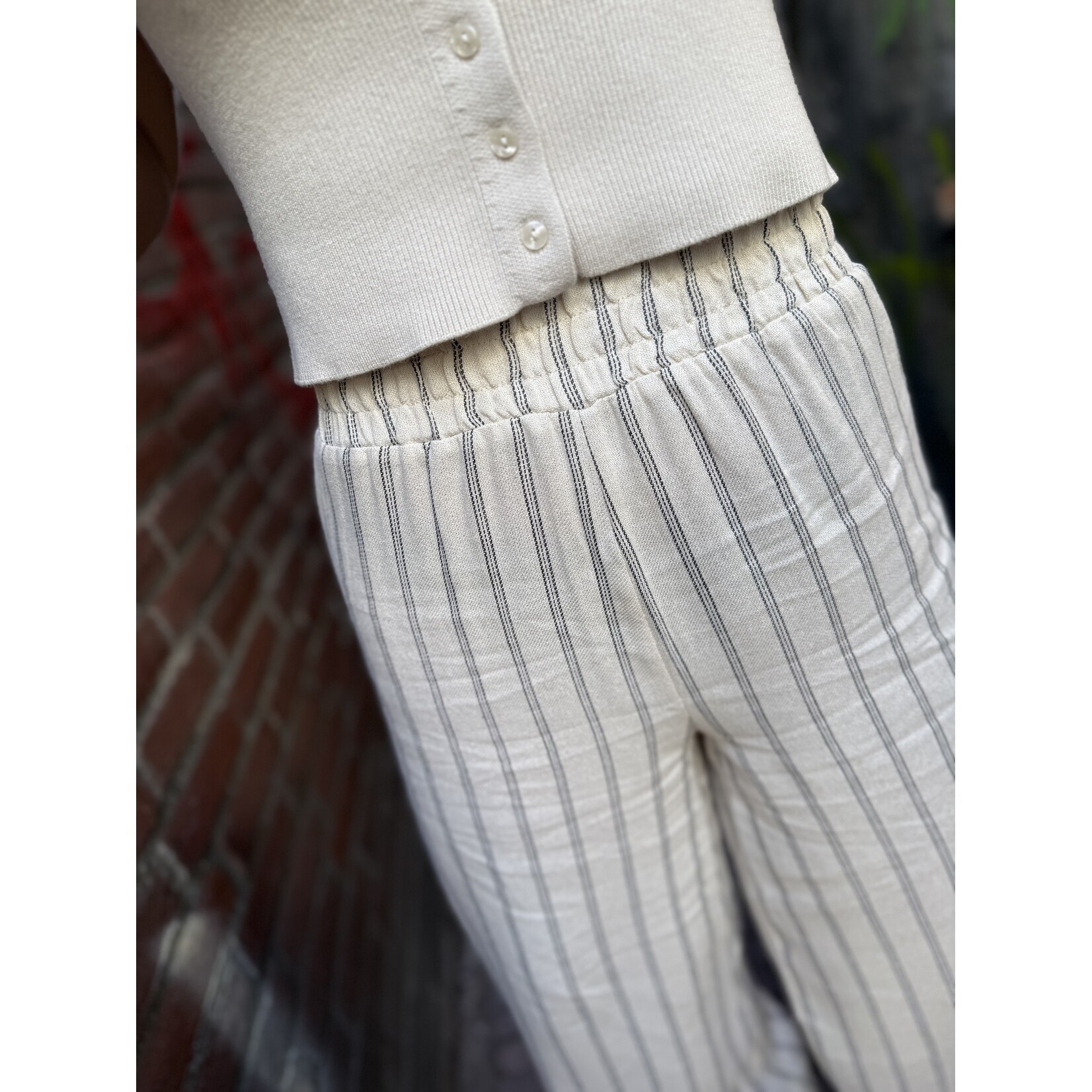 24Colours 24Colours streep broek Manon Beige