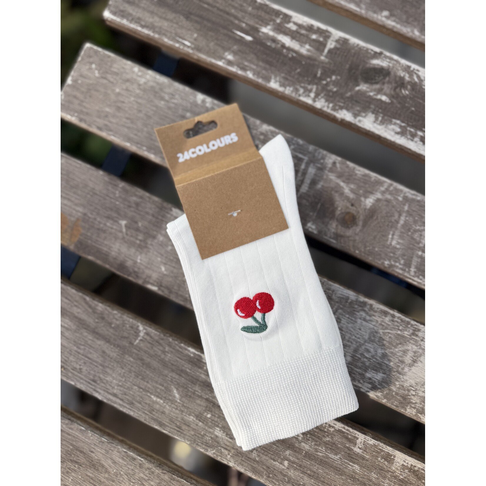 24Colours 24Colours sokken cherry wit