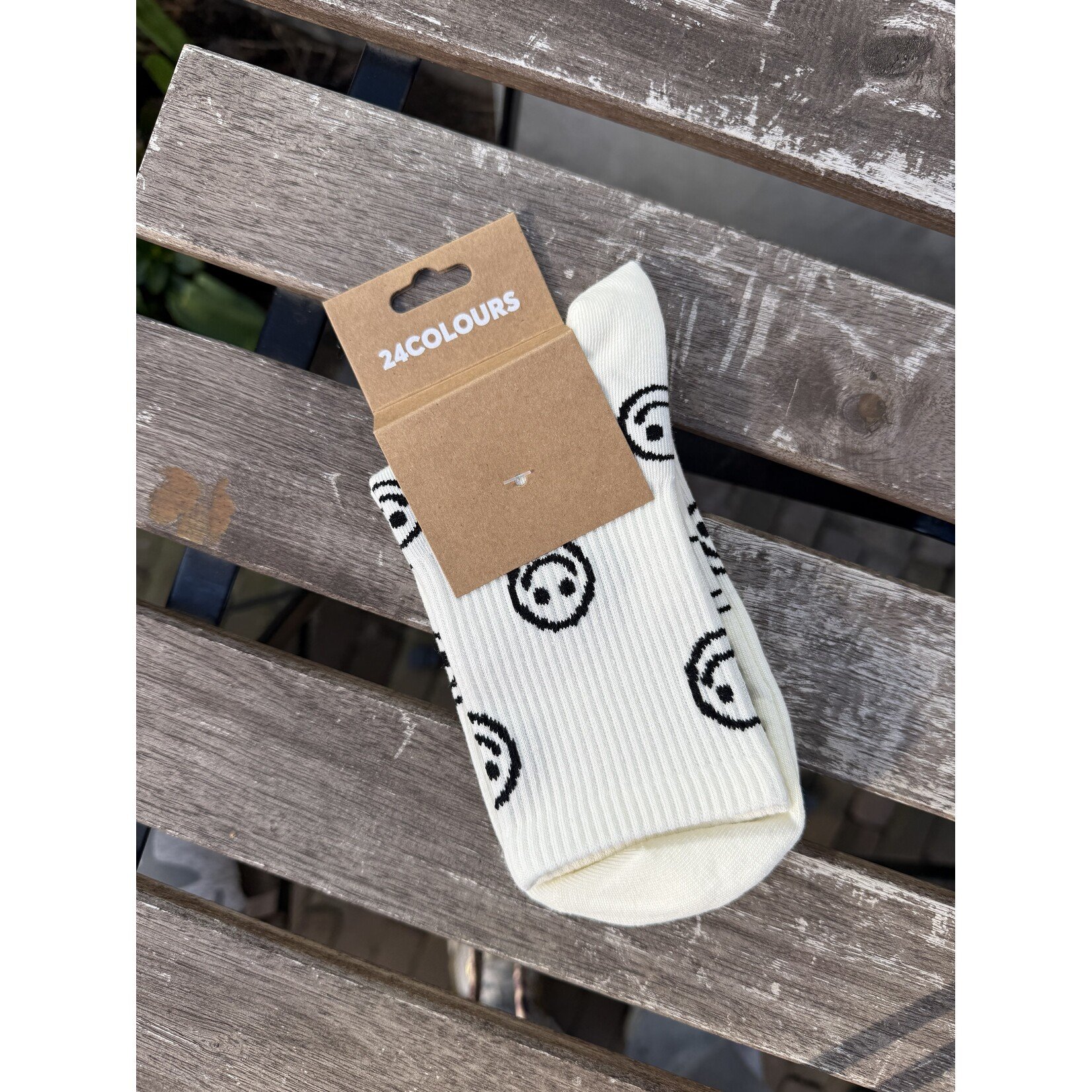 24Colours 24Colours sokken smiley wit