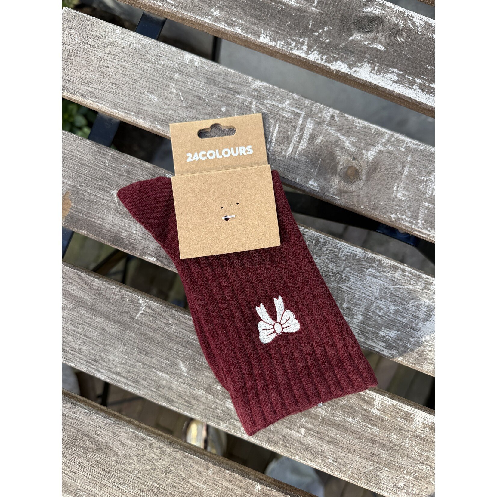 24Colours 24Colours sokken Bordeaux strik