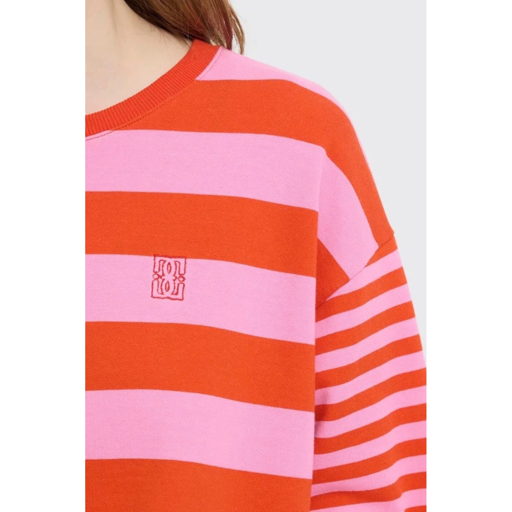 ICHI Ihlulani sweater streep rood/roze