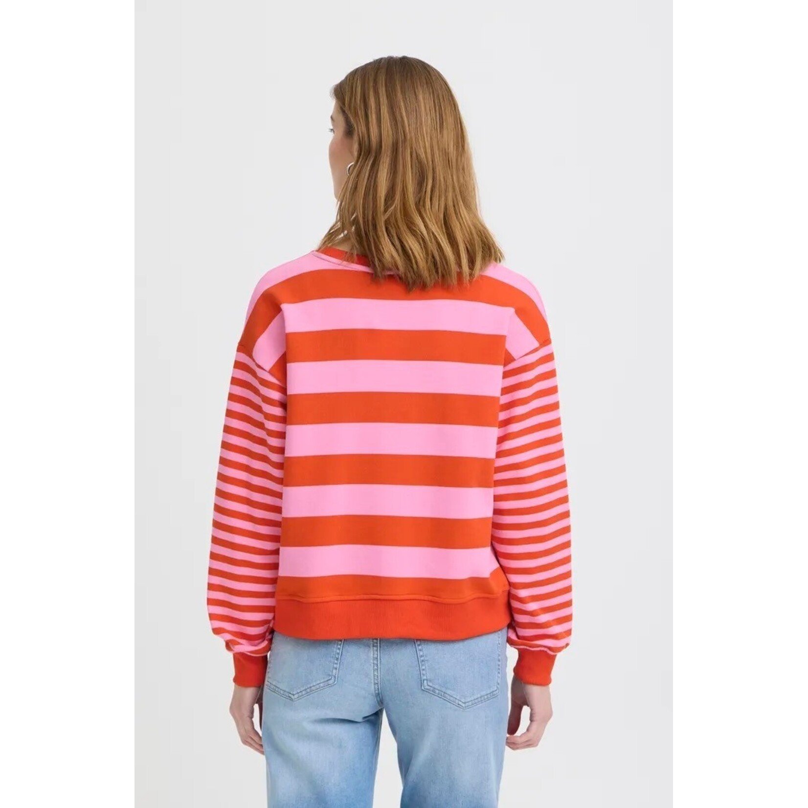 ICHI Ihlulani sweater streep rood/roze