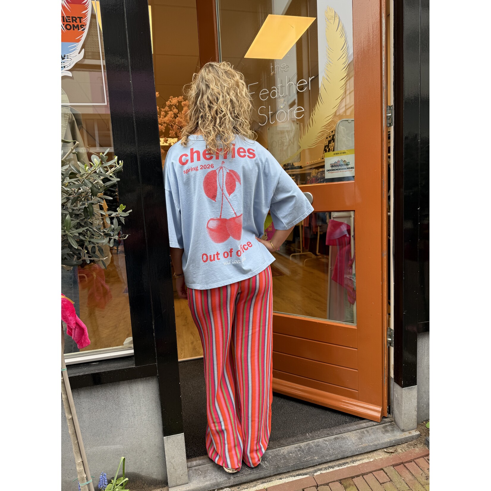 ICHI Ihnica t-shirt blauw print