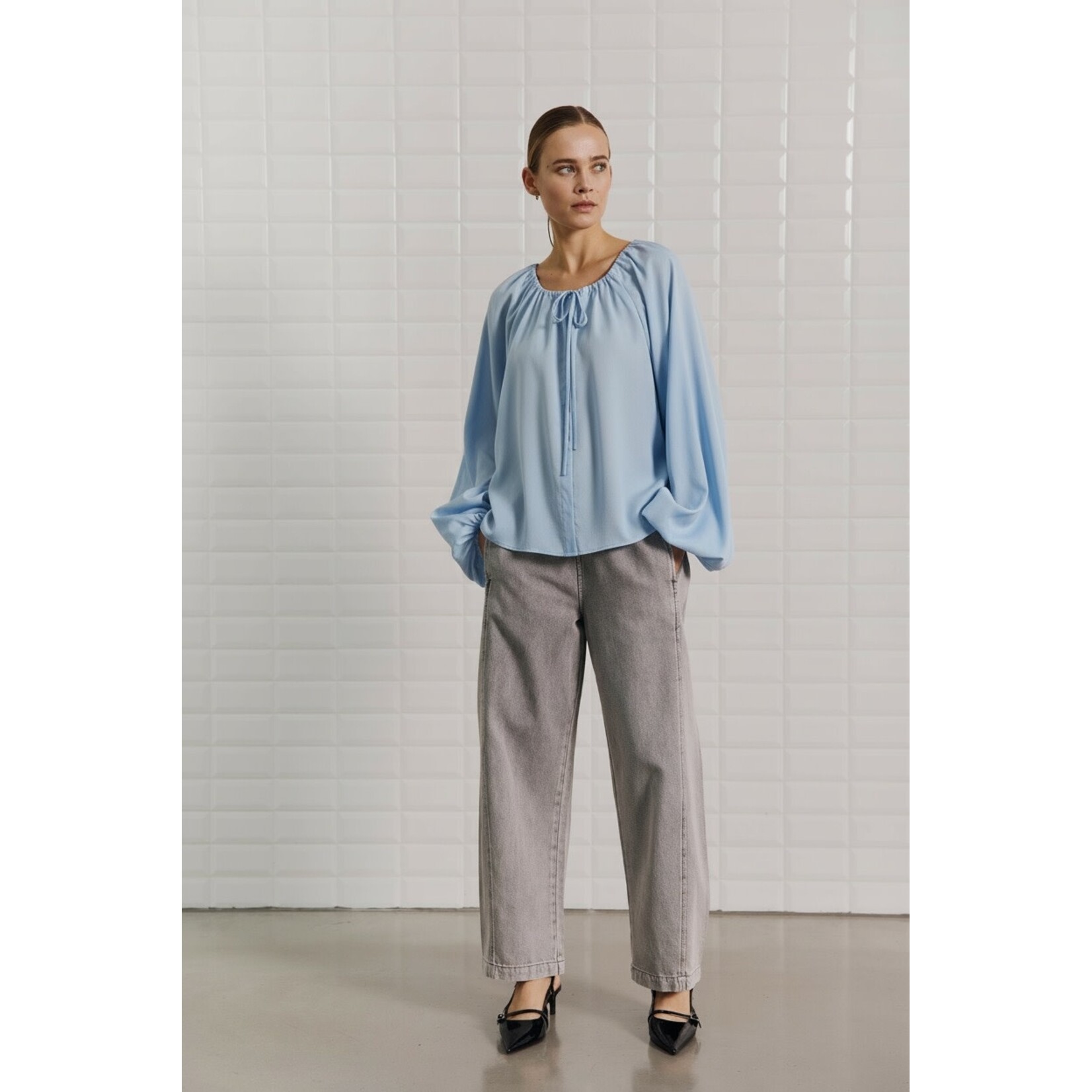 With Black Witblack Rio blouse blauw