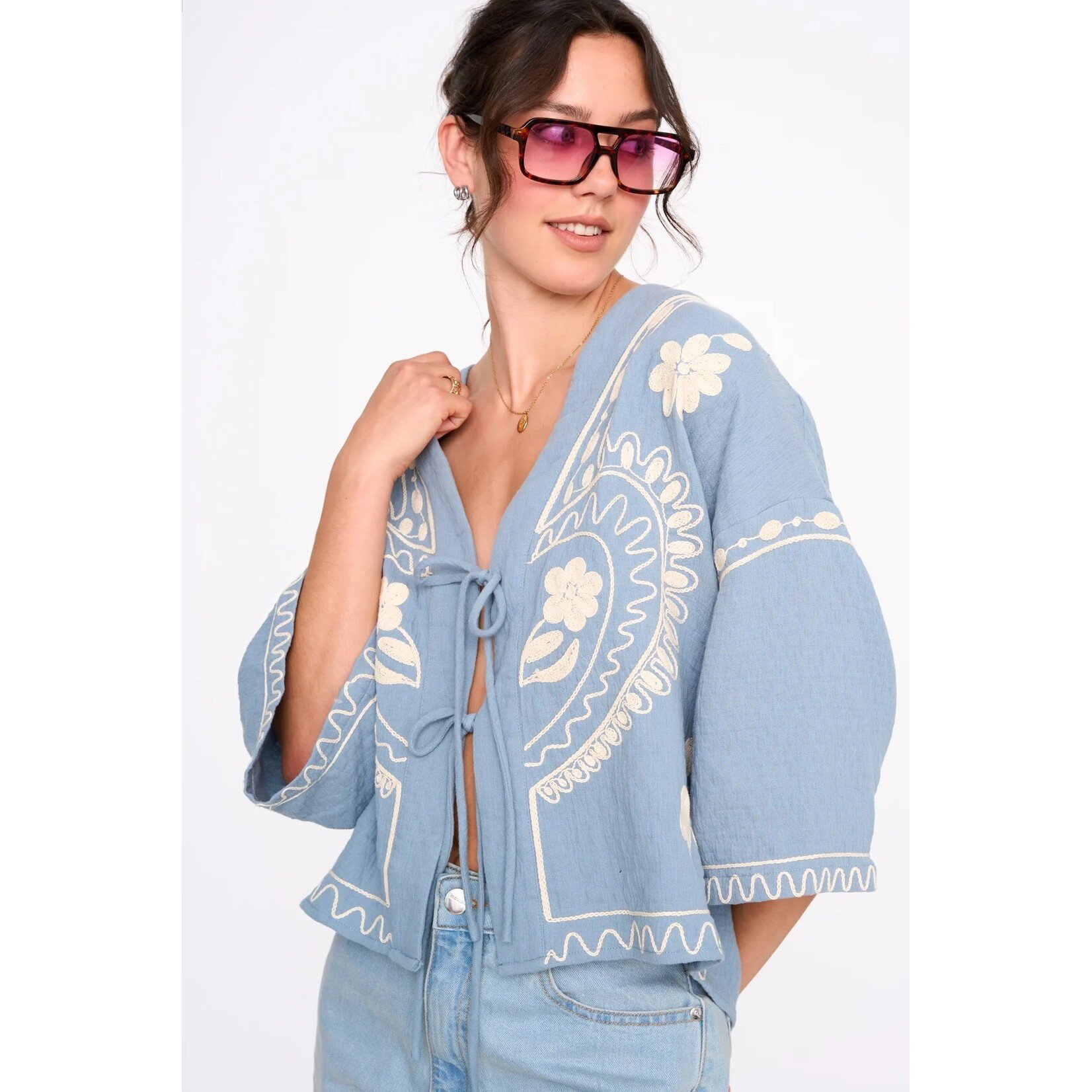 24Colours 24Colours strik vestje blauw