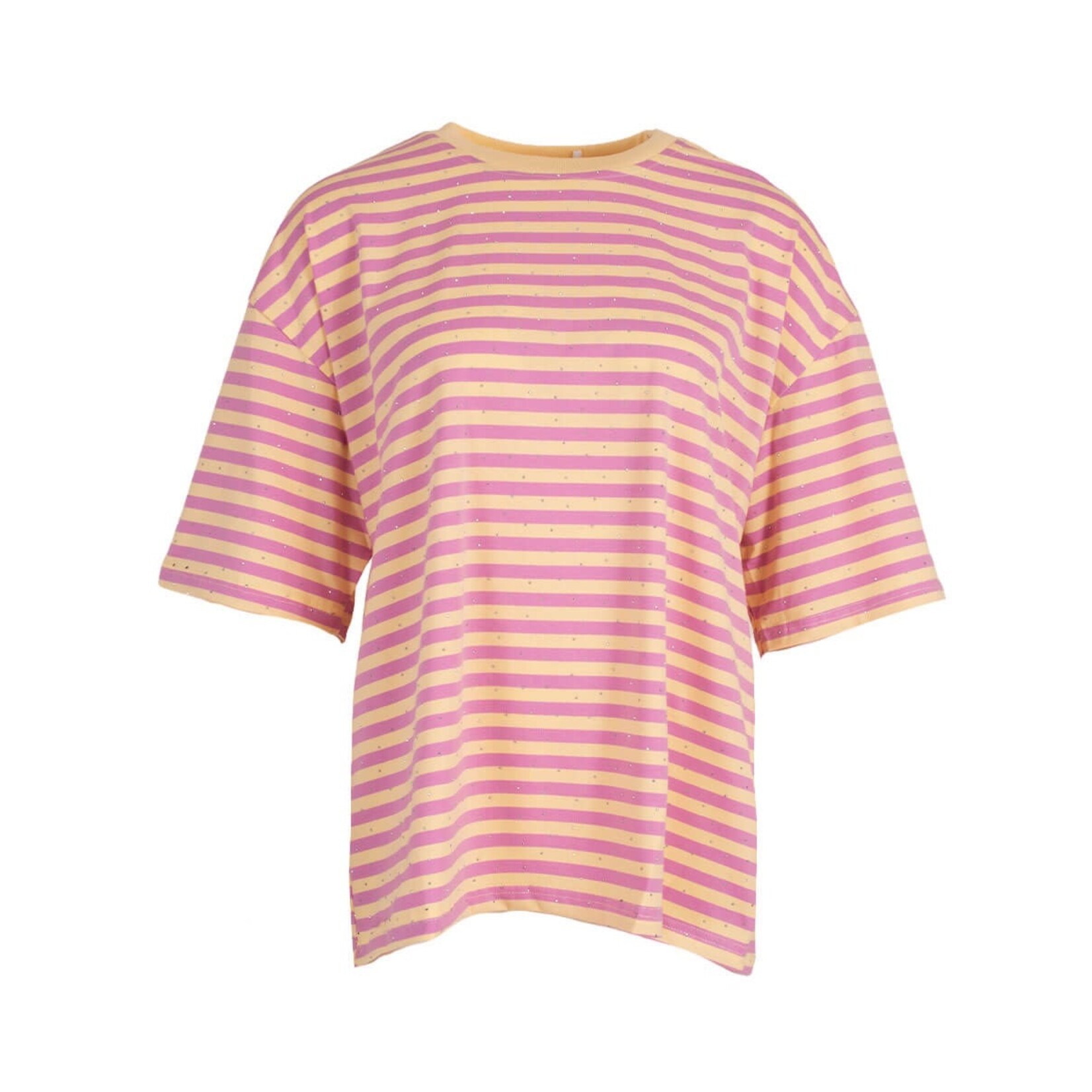T-shirt streep glitter geel
