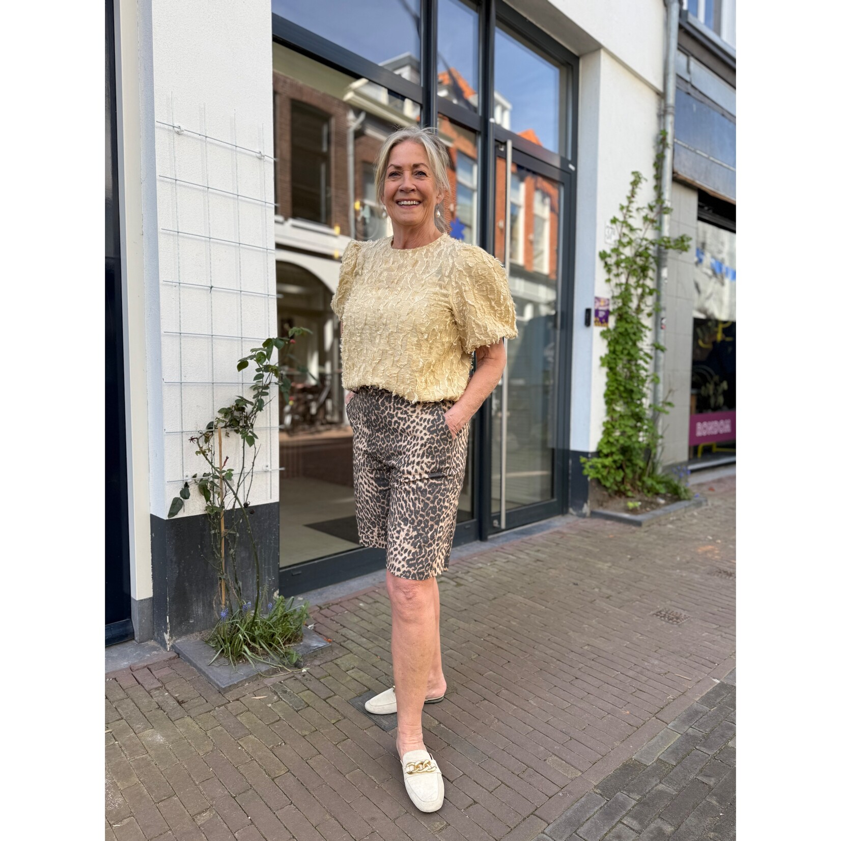 Denim leopard short Yvonne