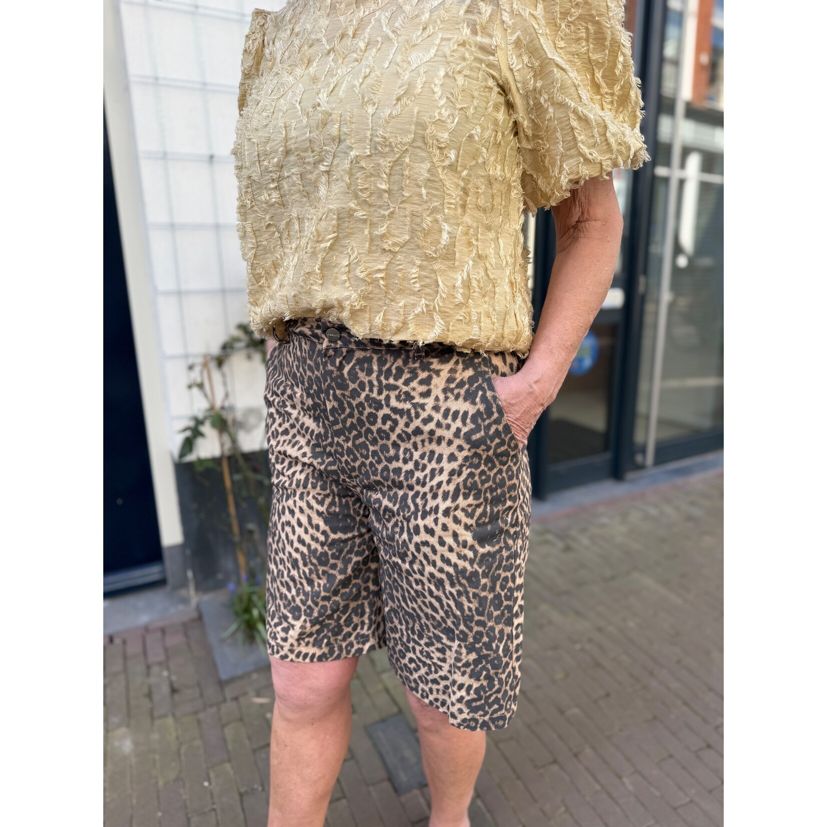 Denim leopard short Yvonne