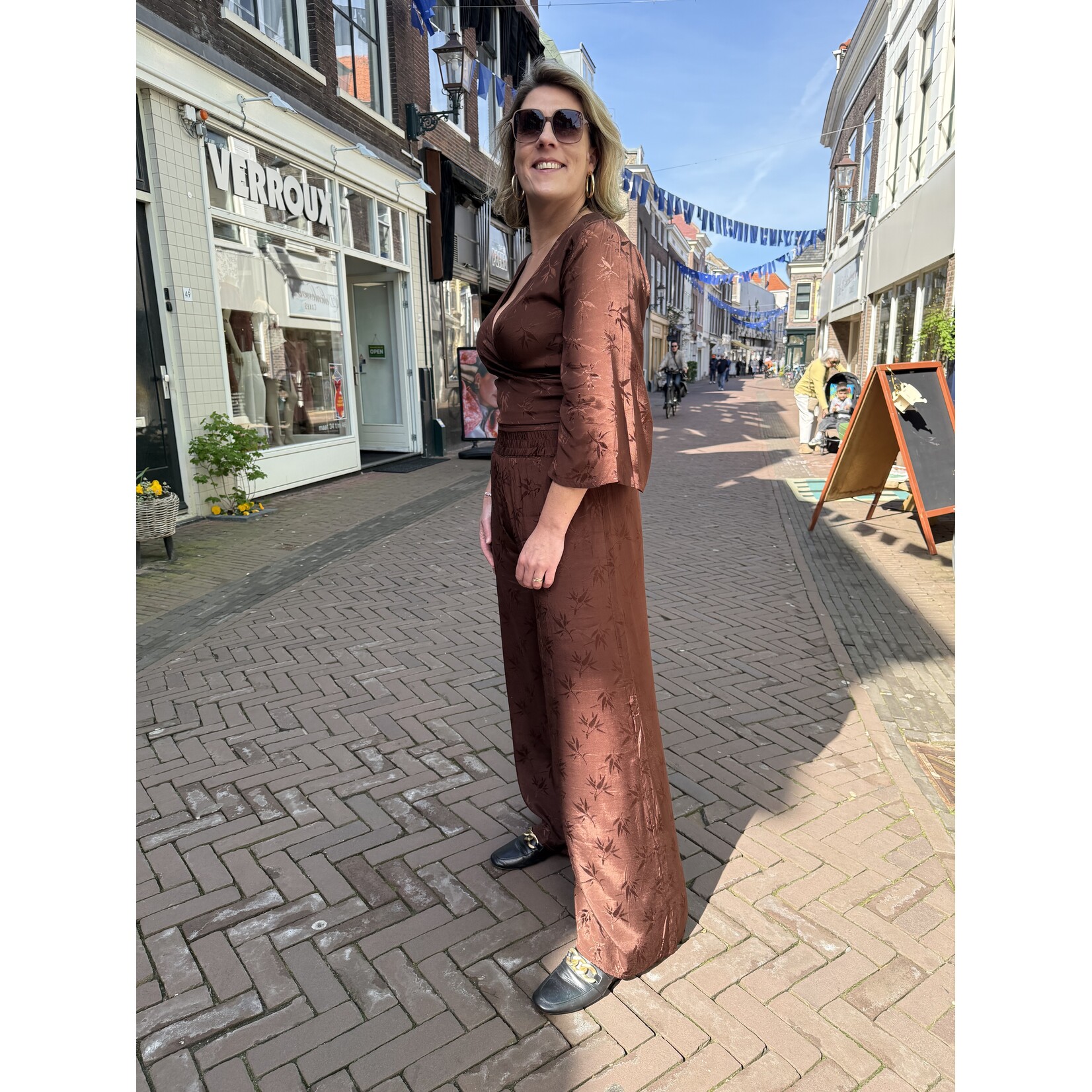 Berawa Luxe Berawa Luxe Wrap Top bruin jacquard