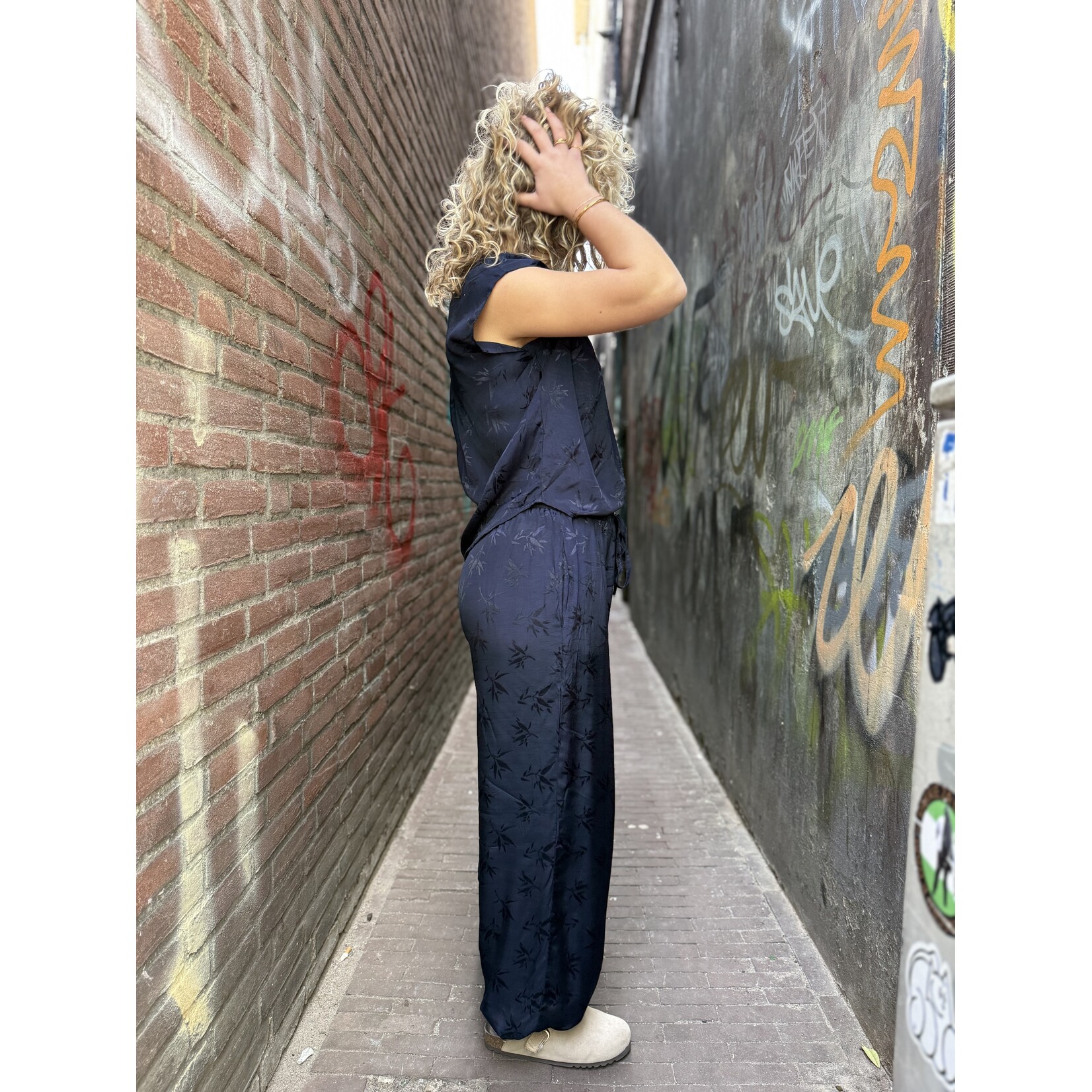 Berawa Luxe Berawa Luxe Halina blouse navy jacquard