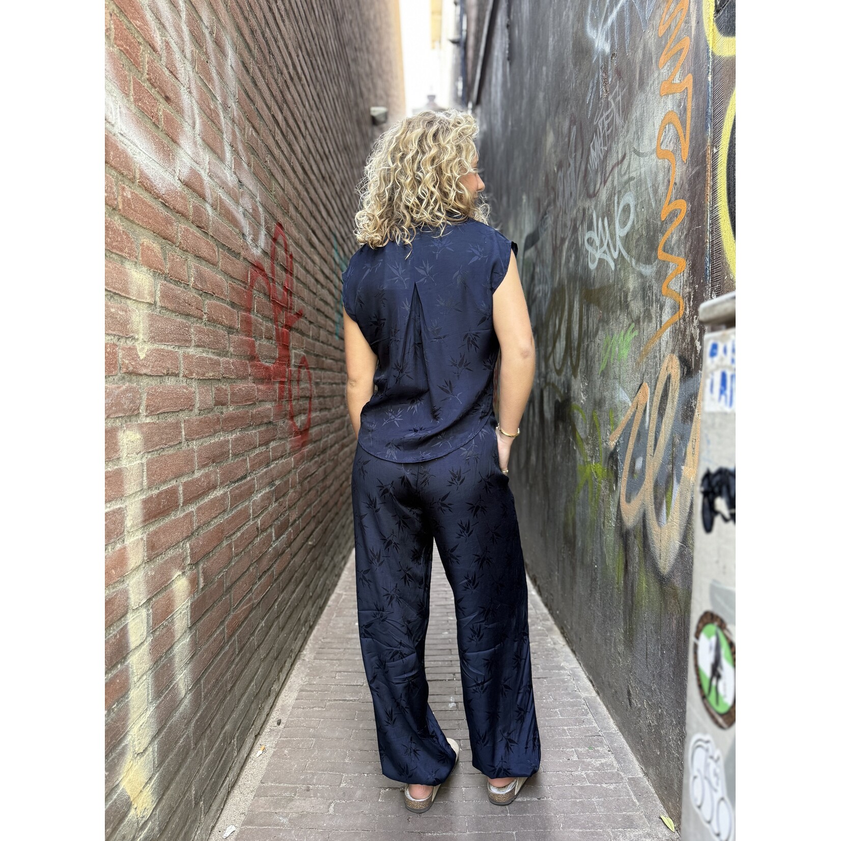 Berawa Luxe Berawa Luxe Halina blouse navy jacquard