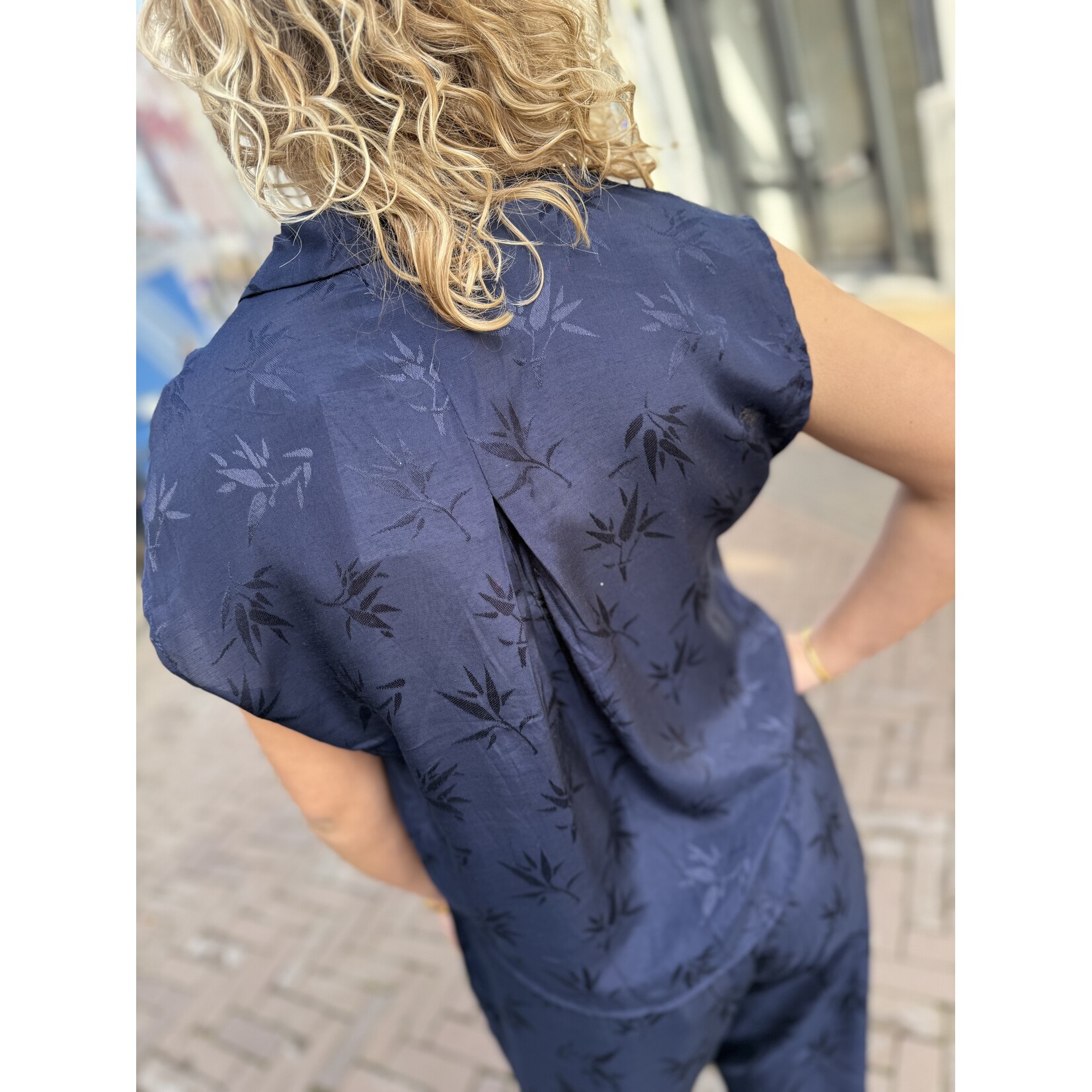 Berawa Luxe Berawa Luxe Halina blouse navy jacquard