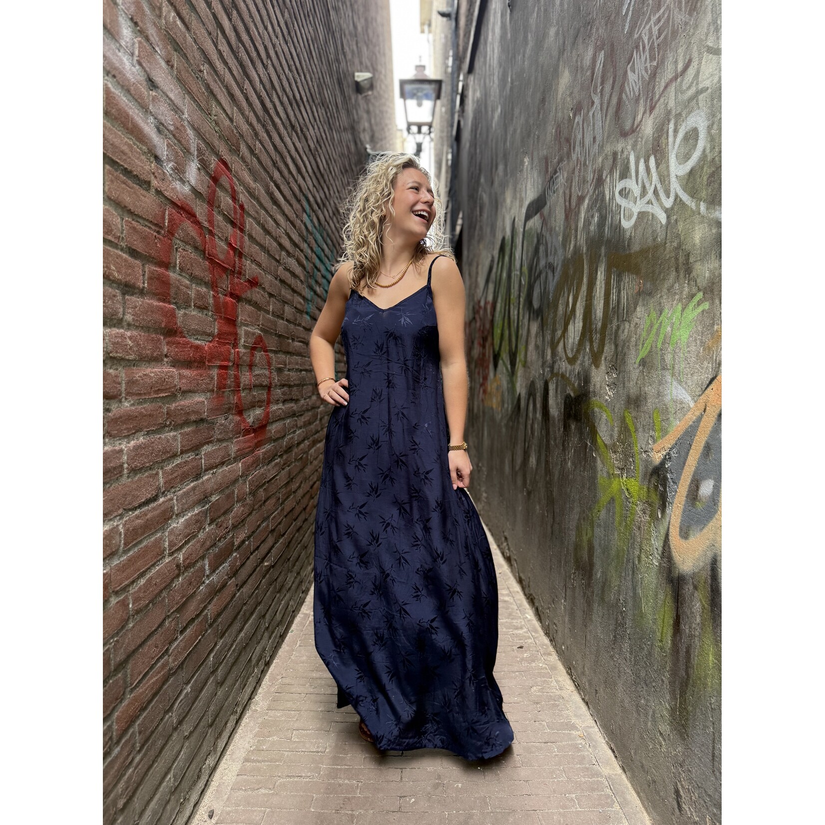 Berawa Luxe Berawa Luxe Birdie slip dress navy