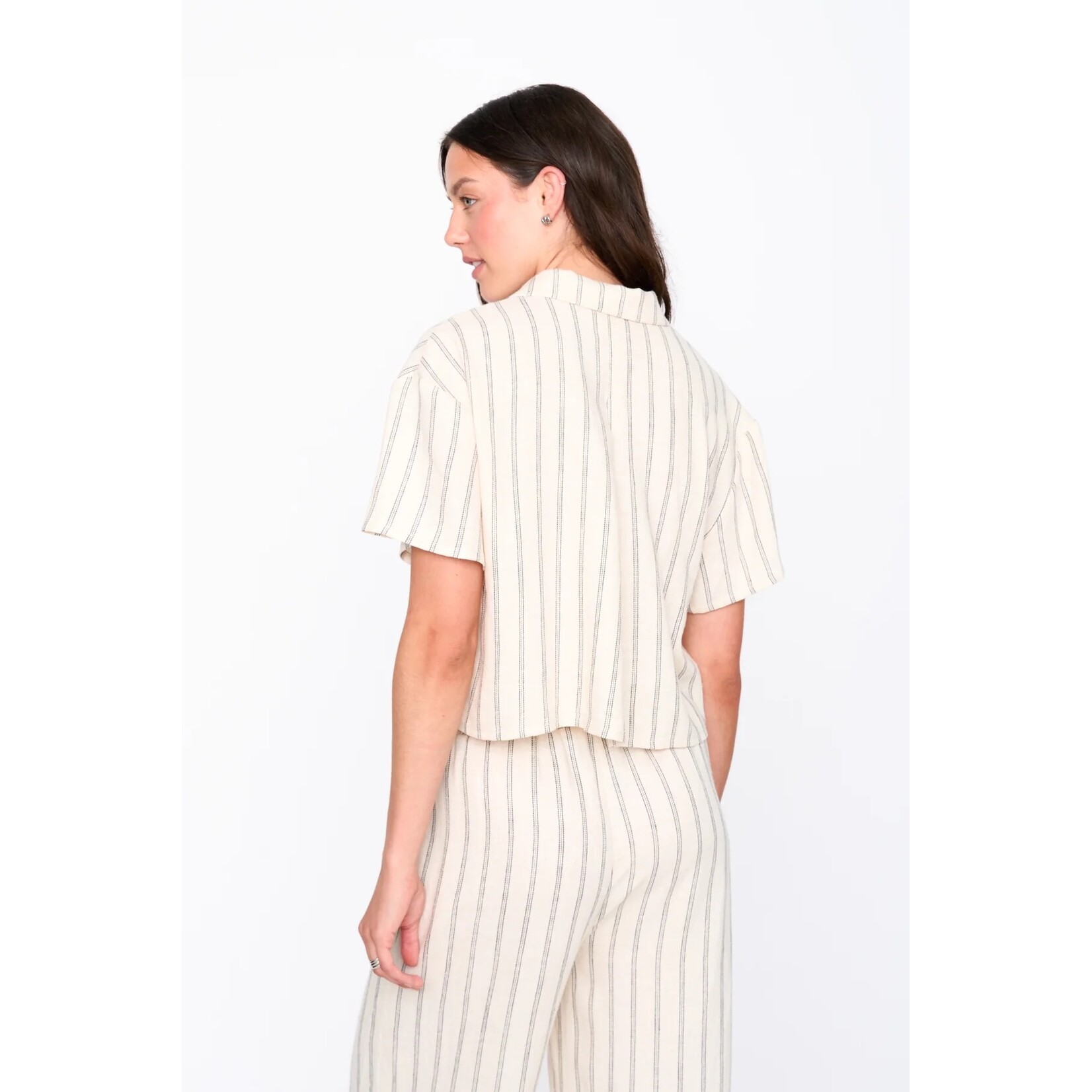 24Colours 24Colours streep blouse Manon beige