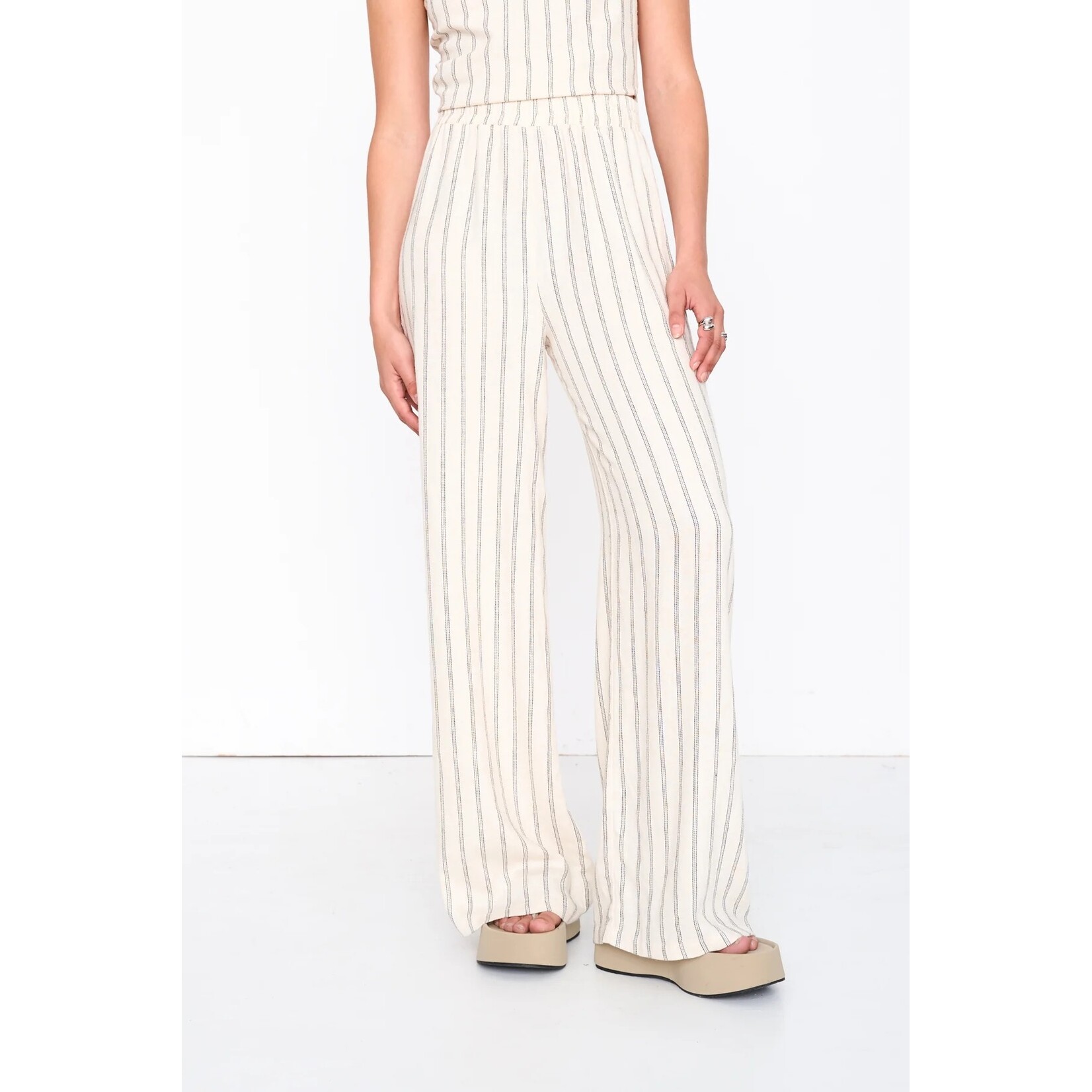 24Colours 24Colours streep broek Manon Beige