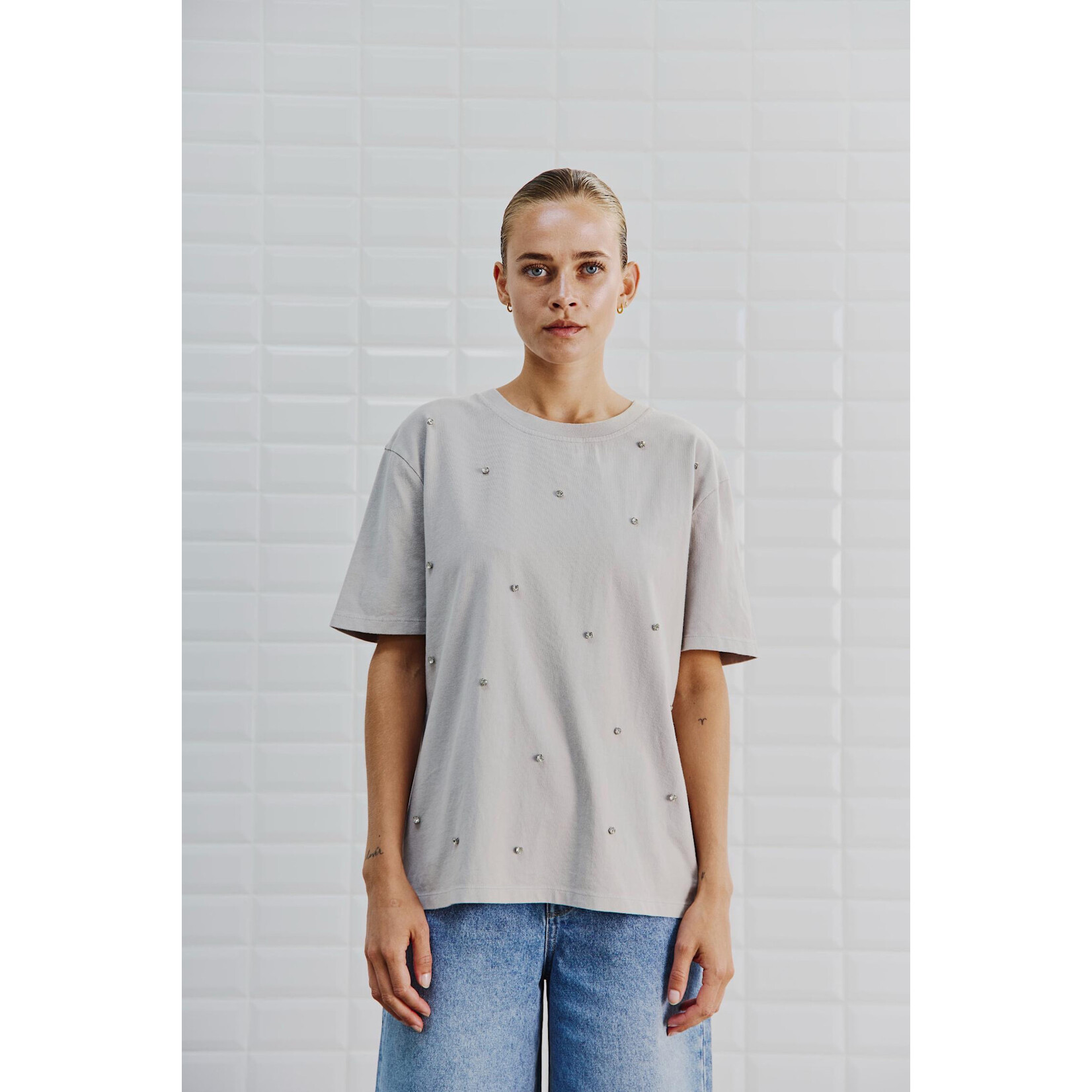 With Black Withblack Lauren t-shirt parel grijs