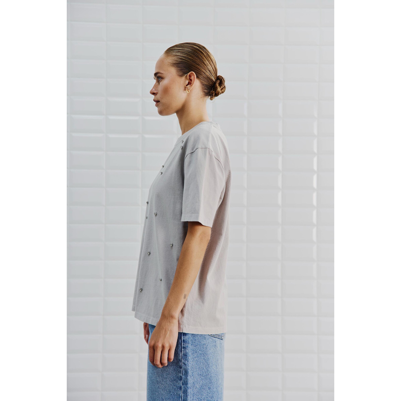 With Black Withblack Lauren t-shirt parel grijs